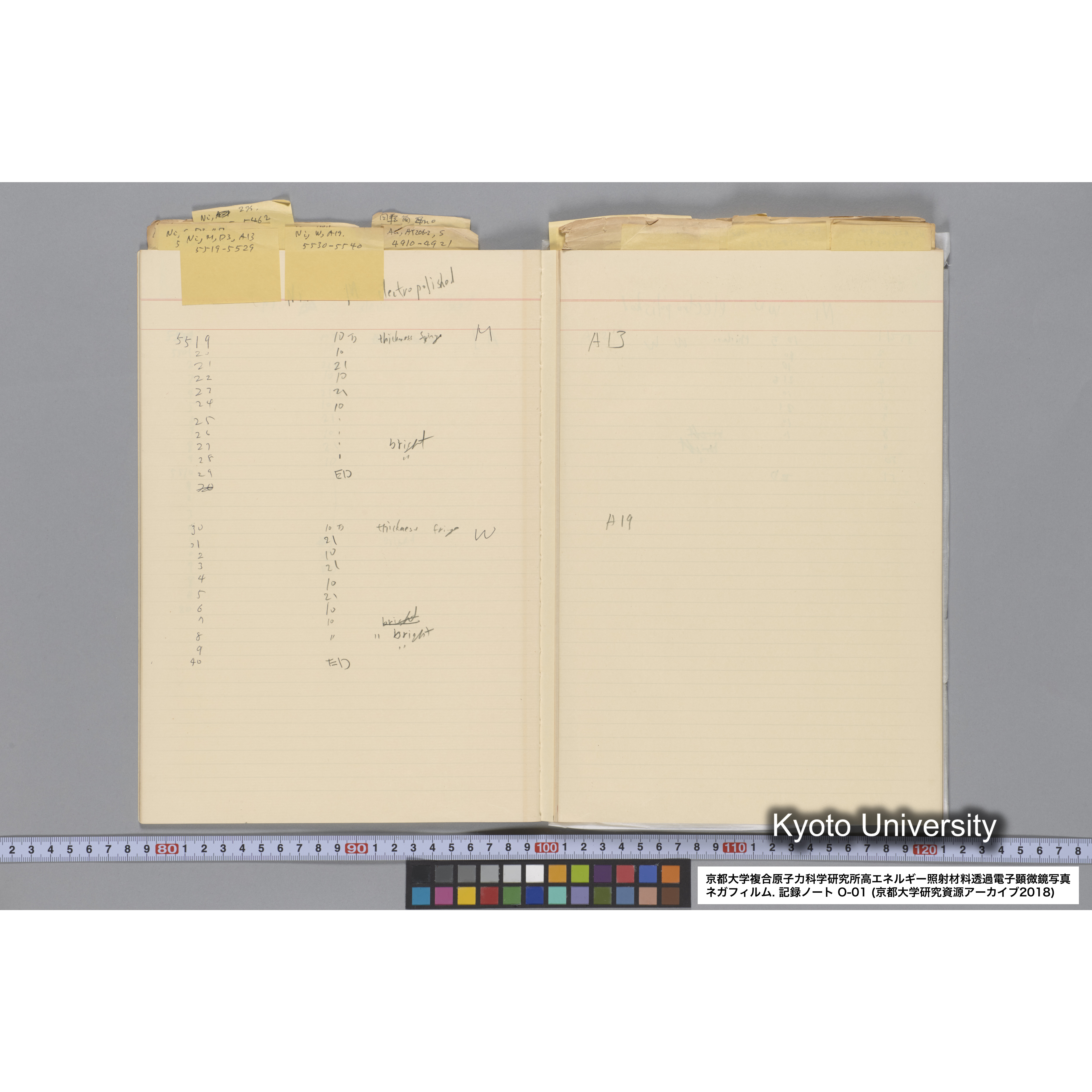 [記録ノート, Oシリーズ] 大洗 200CX用 電顕ノート 1. 4276～8178. (17)