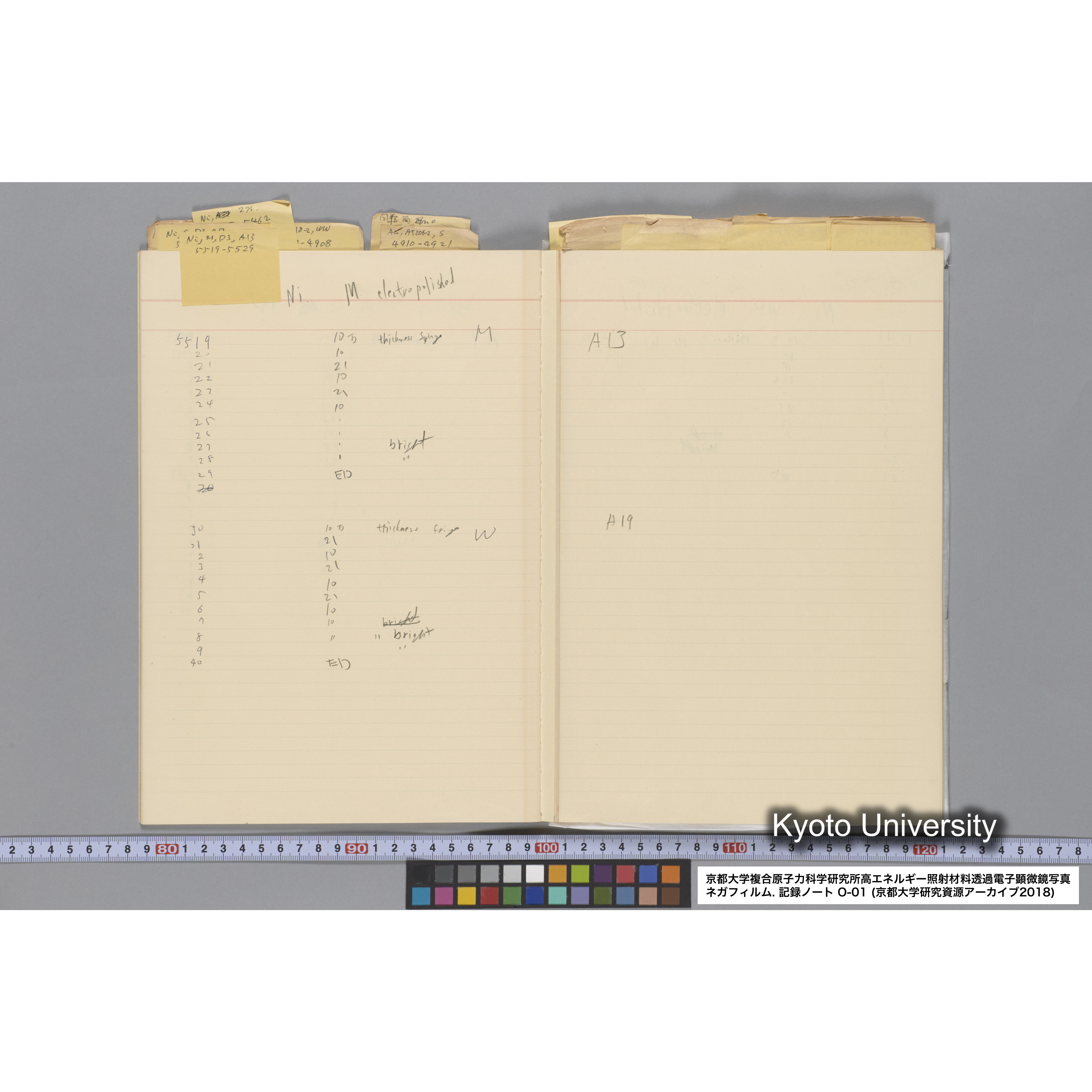 [記録ノート, Oシリーズ] 大洗 200CX用 電顕ノート 1. 4276～8178. (18)
