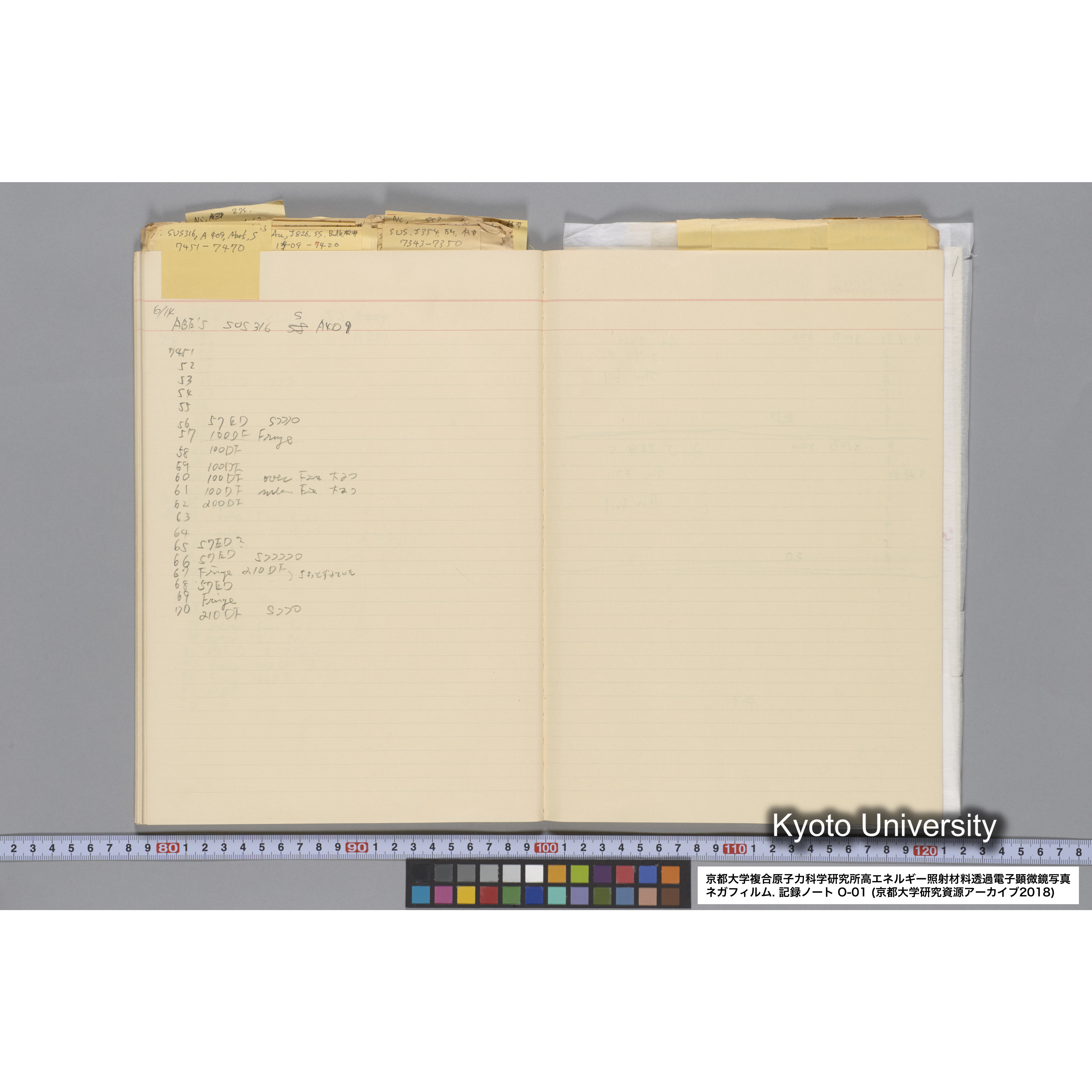 [記録ノート, Oシリーズ] 大洗 200CX用 電顕ノート 1. 4276～8178. (49)