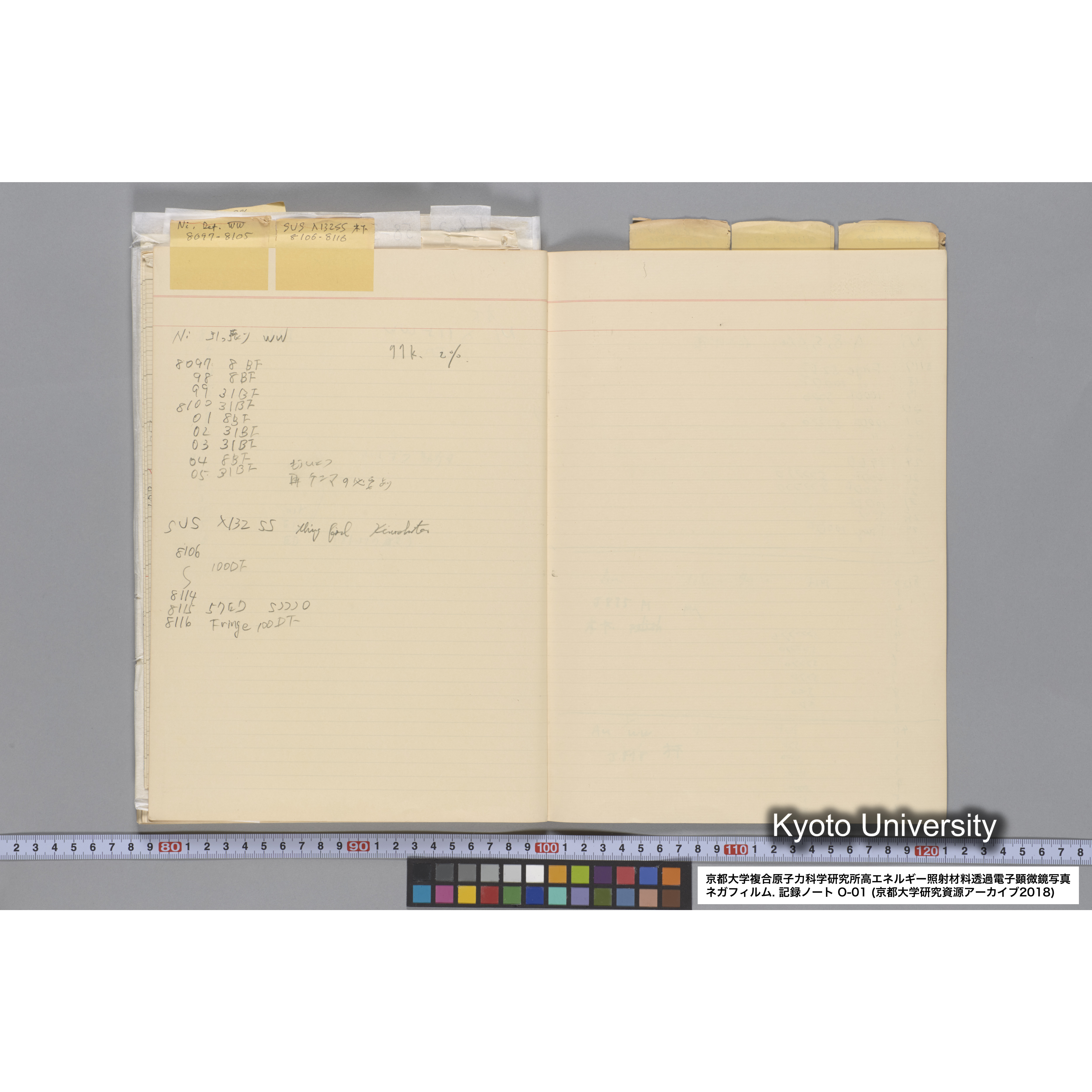 [記録ノート, Oシリーズ] 大洗 200CX用 電顕ノート 1. 4276～8178. (85)