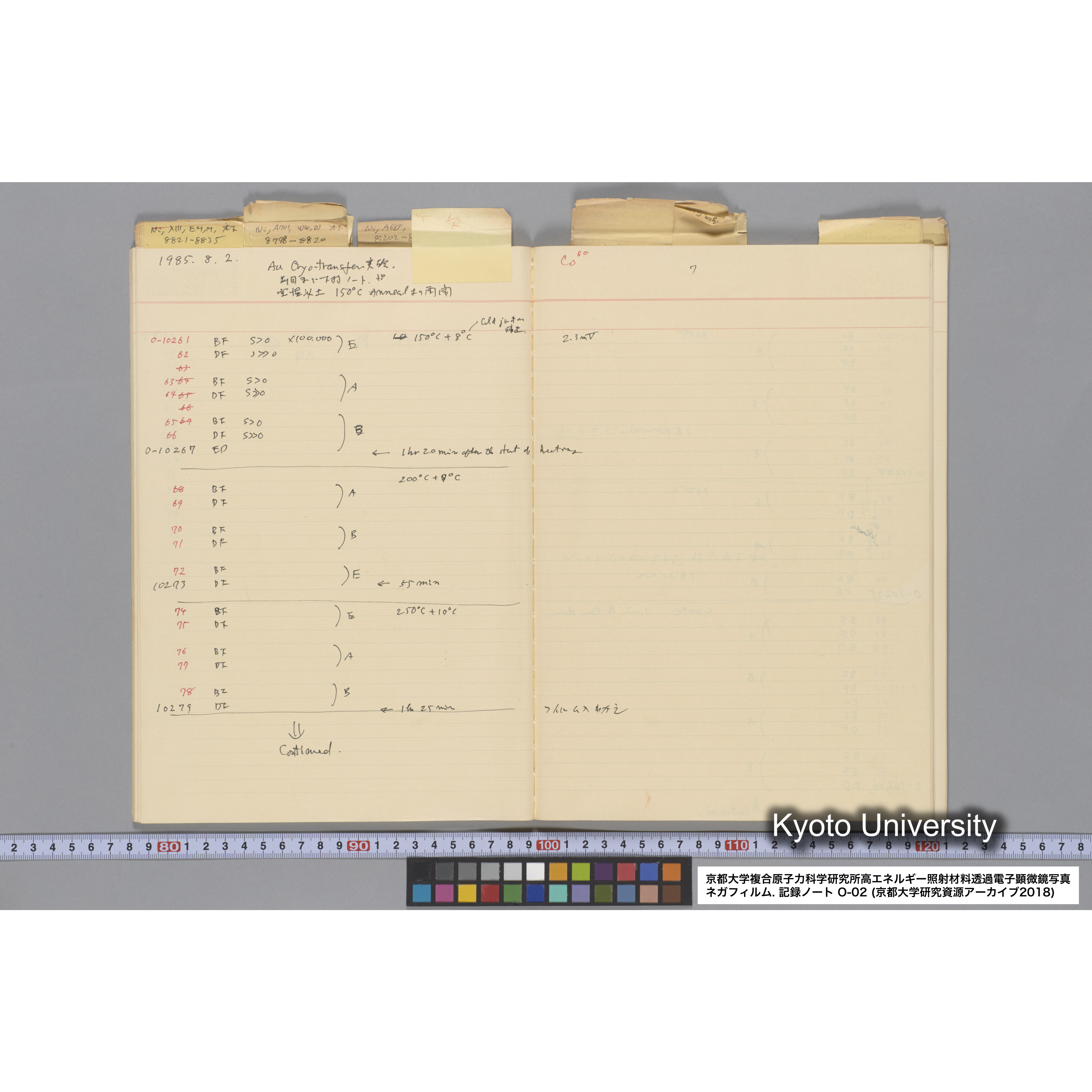 [記録ノート, Oシリーズ] 大洗 200CX EMノート 2 北大 桐谷研 1985.〜1985.11.26. 8179〜14889. (24)