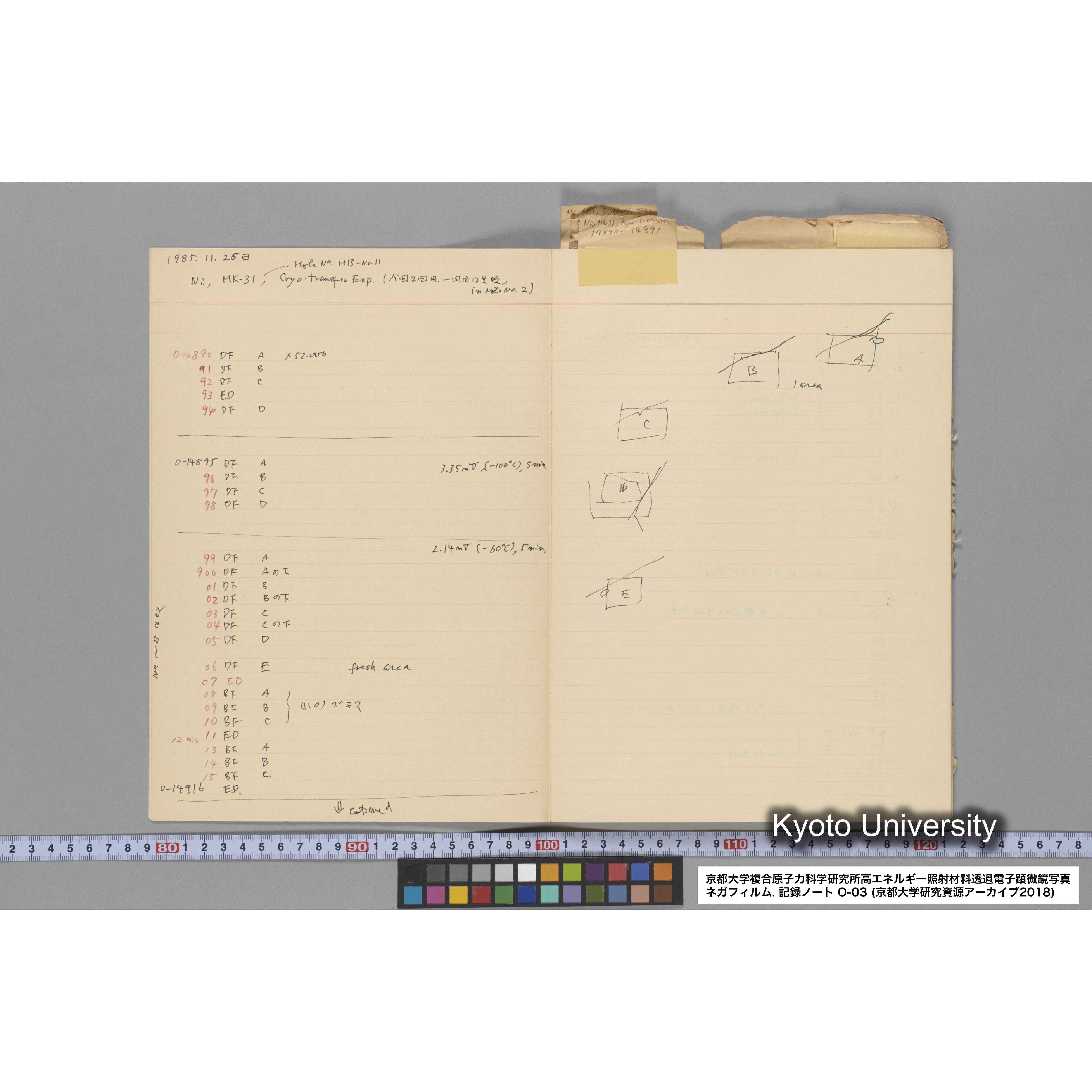 [記録ノート, Oシリーズ] 大洗 200CX EMノート NO.3 1985.11.26〜1986.2.13 北大 桐谷研. O-14890〜19329 (5)