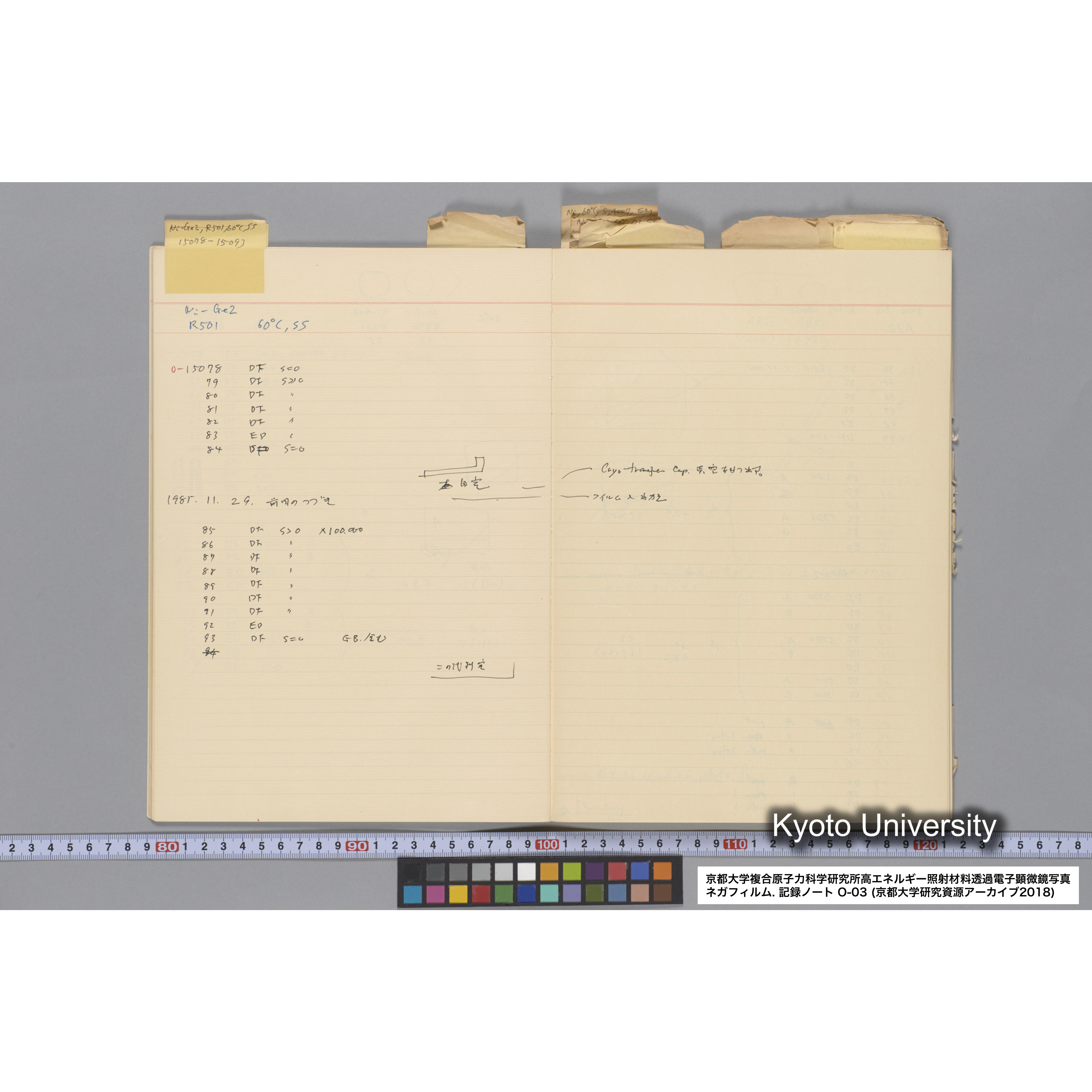 [記録ノート, Oシリーズ] 大洗 200CX EMノート NO.3 1985.11.26〜1986.2.13 北大 桐谷研. O-14890〜19329 (15)