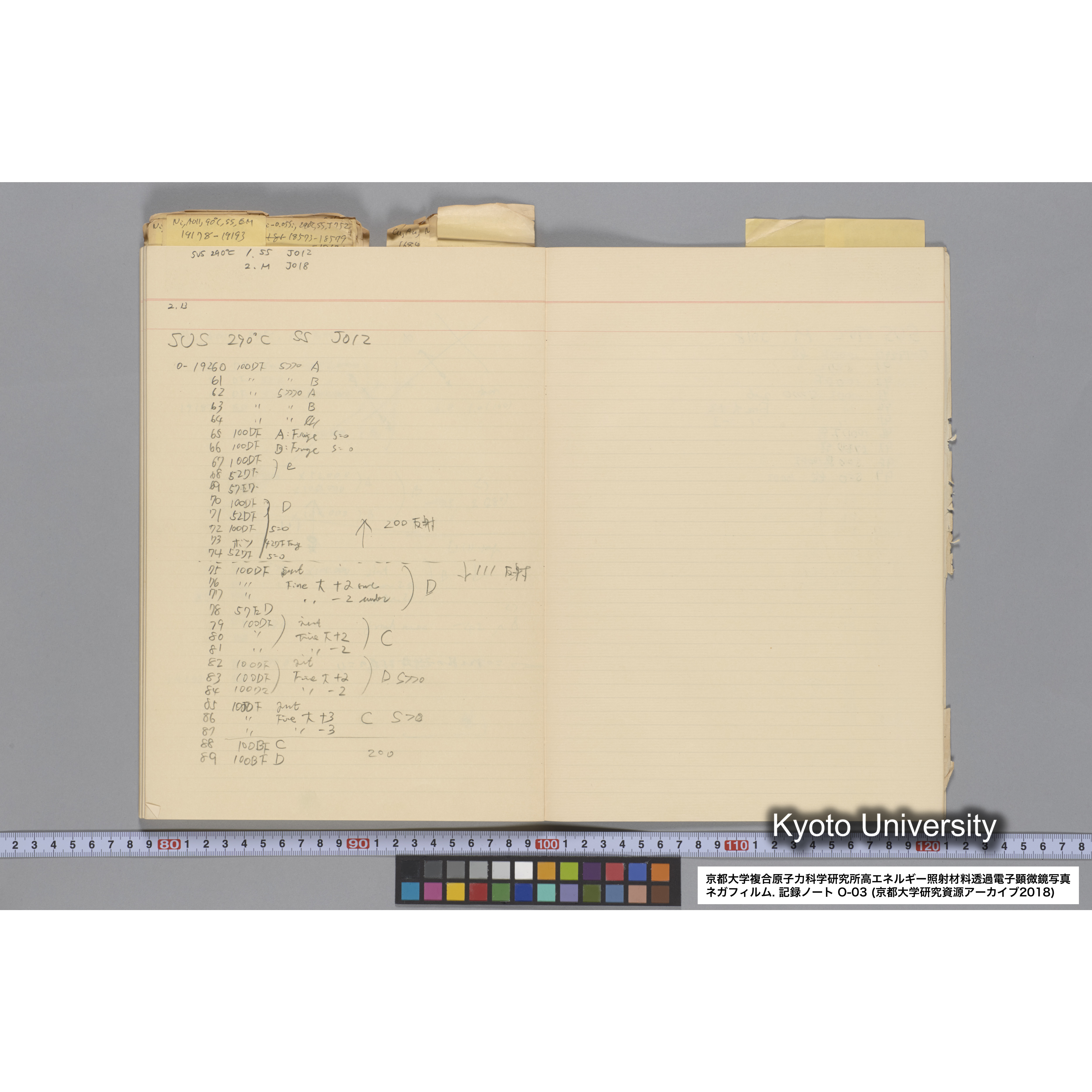 [記録ノート, Oシリーズ] 大洗 200CX EMノート NO.3 1985.11.26〜1986.2.13 北大 桐谷研. O-14890〜19329 (67)