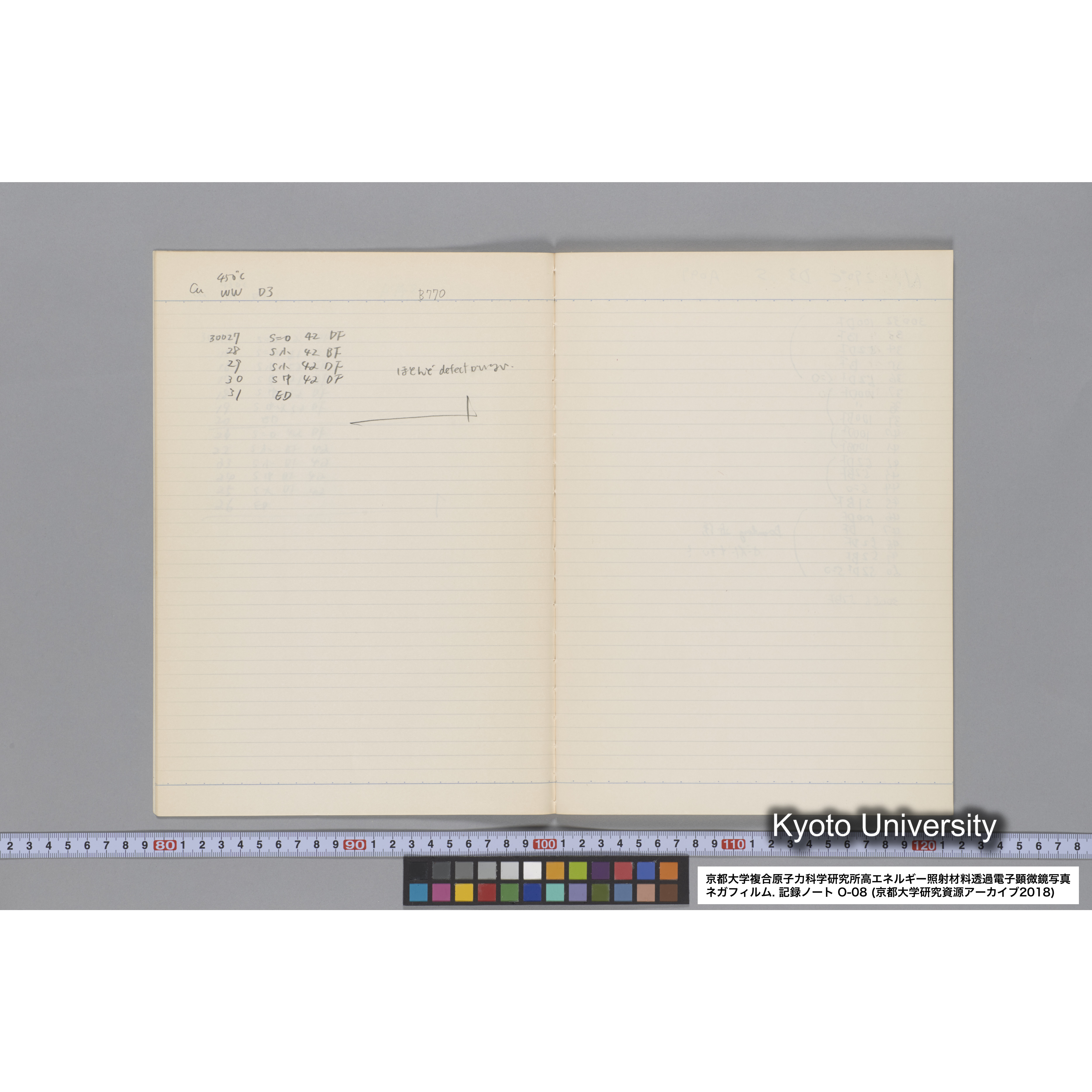 [記録ノート, Oシリーズ] 大洗 200CX EMノート No.8 1986 8/5〜10/11 北大 桐谷研. O-29960〜32750. (8)