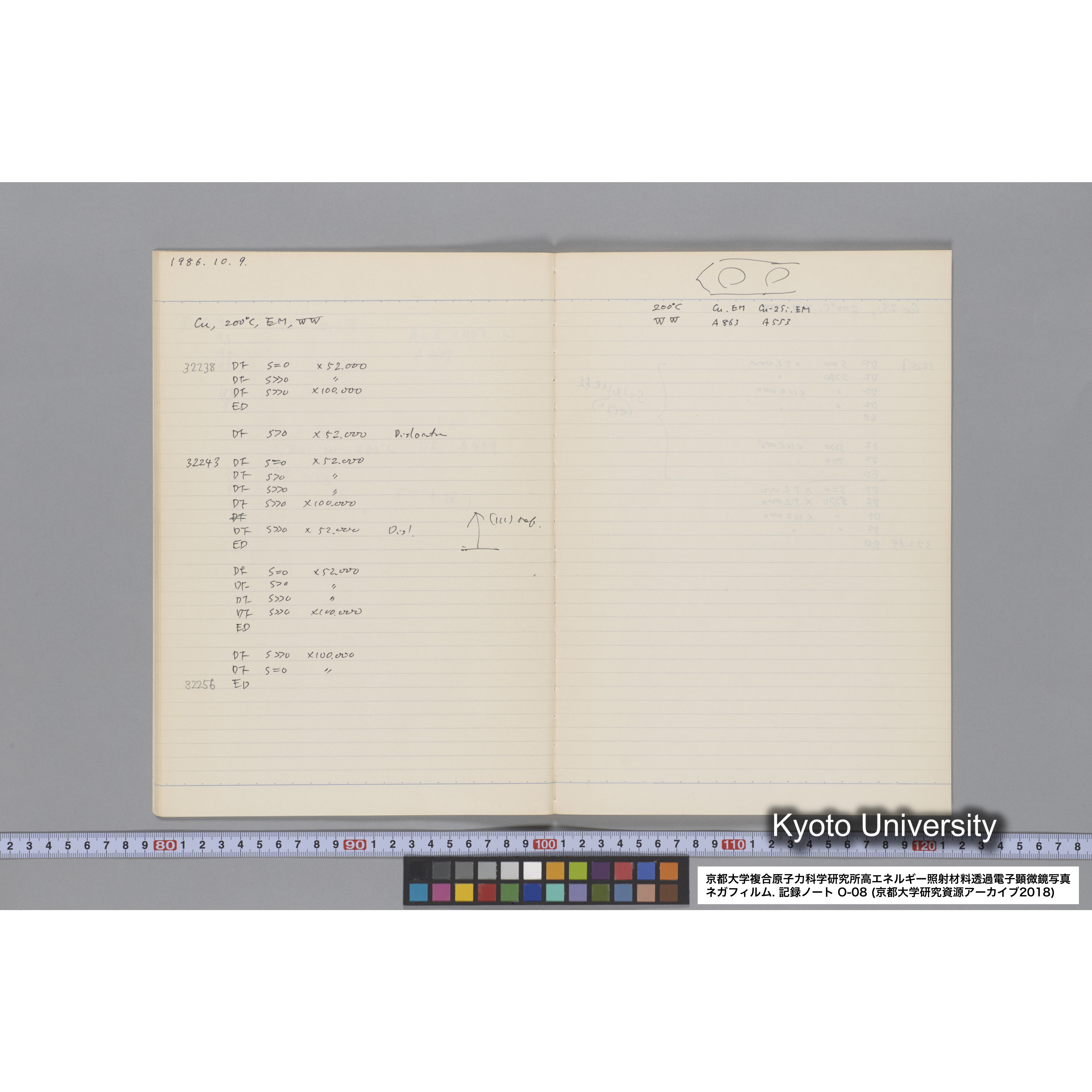 [記録ノート, Oシリーズ] 大洗 200CX EMノート No.8 1986 8/5〜10/11 北大 桐谷研. O-29960〜32750. (14)
