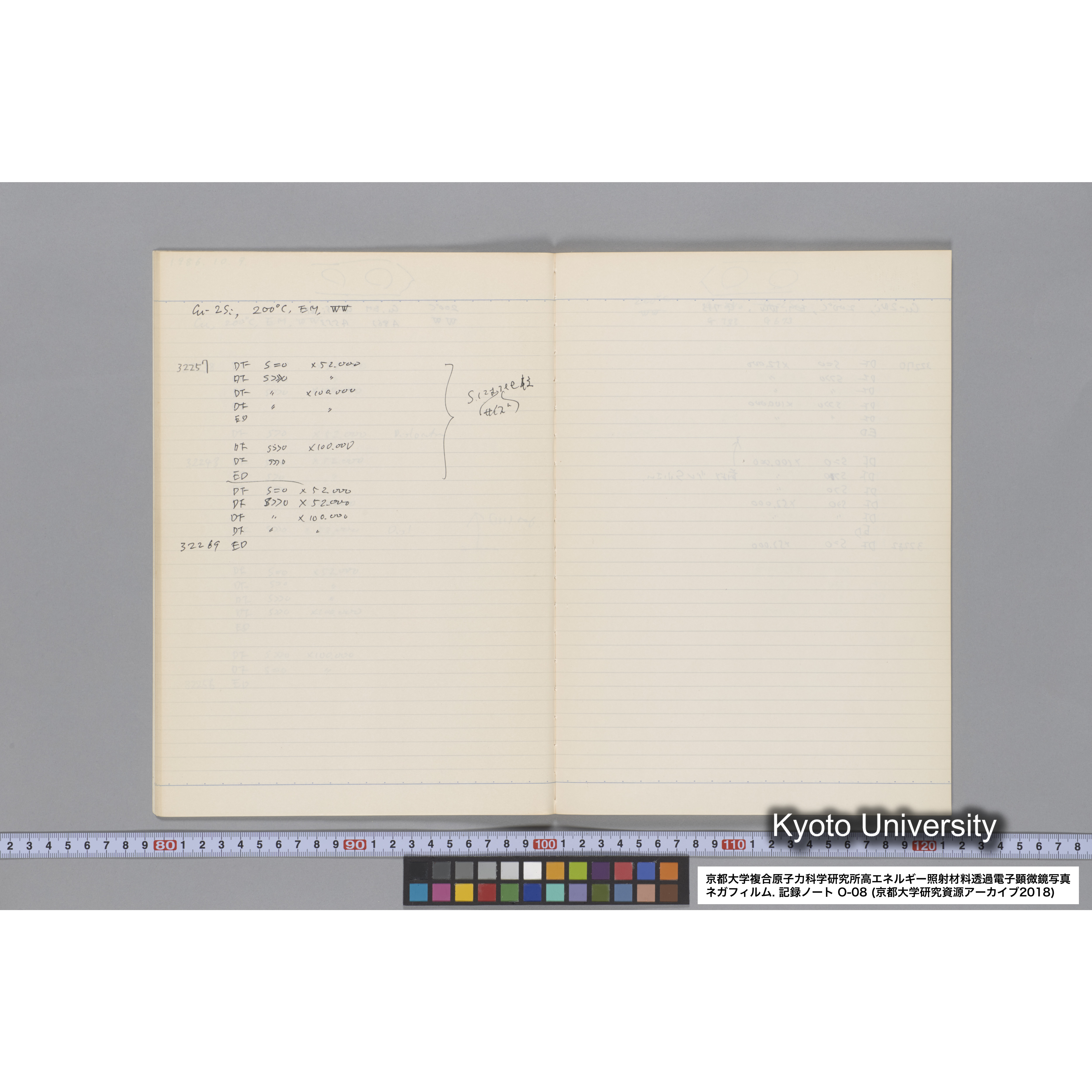 [記録ノート, Oシリーズ] 大洗 200CX EMノート No.8 1986 8/5〜10/11 北大 桐谷研. O-29960〜32750. (15)