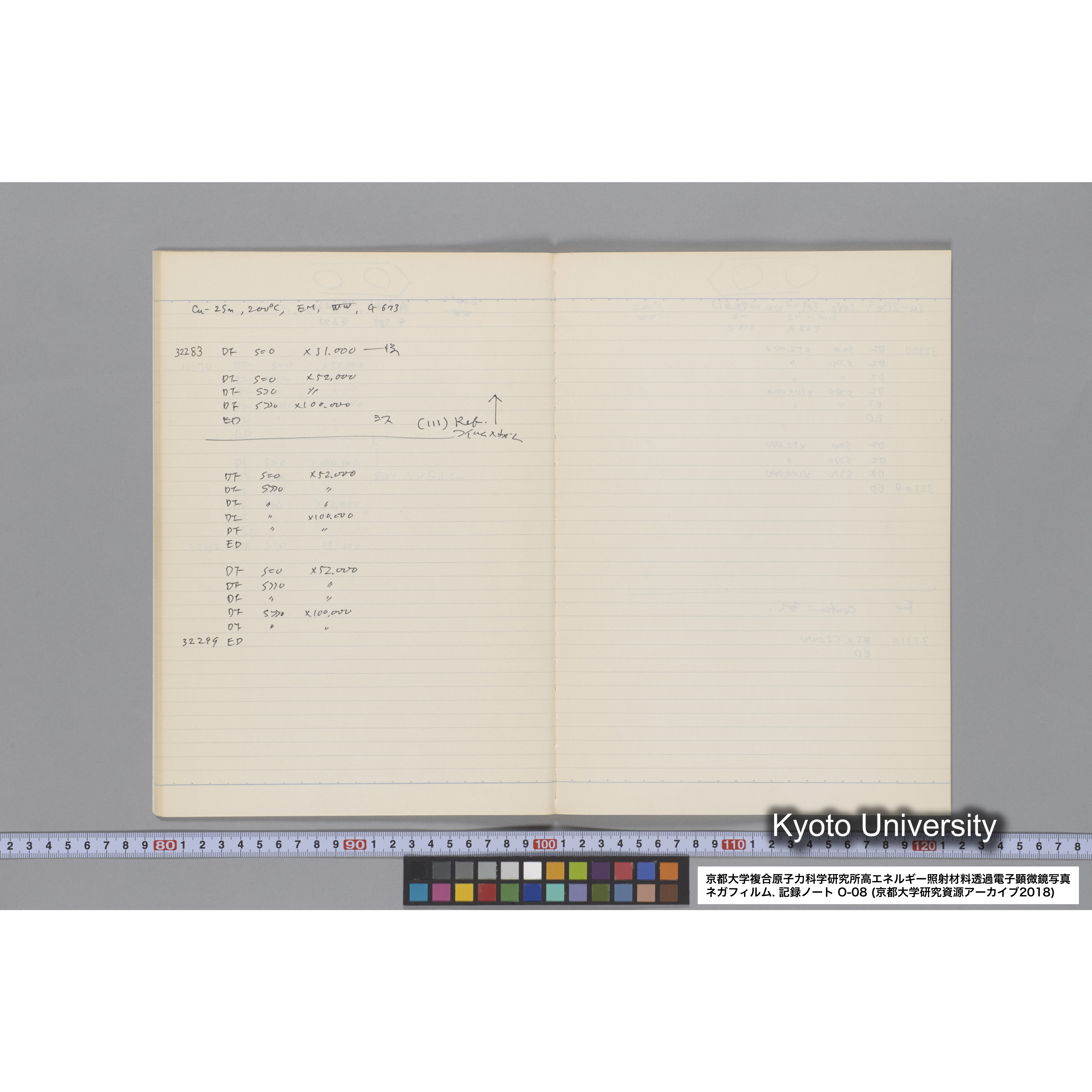 [記録ノート, Oシリーズ] 大洗 200CX EMノート No.8 1986 8/5〜10/11 北大 桐谷研. O-29960〜32750. (17)