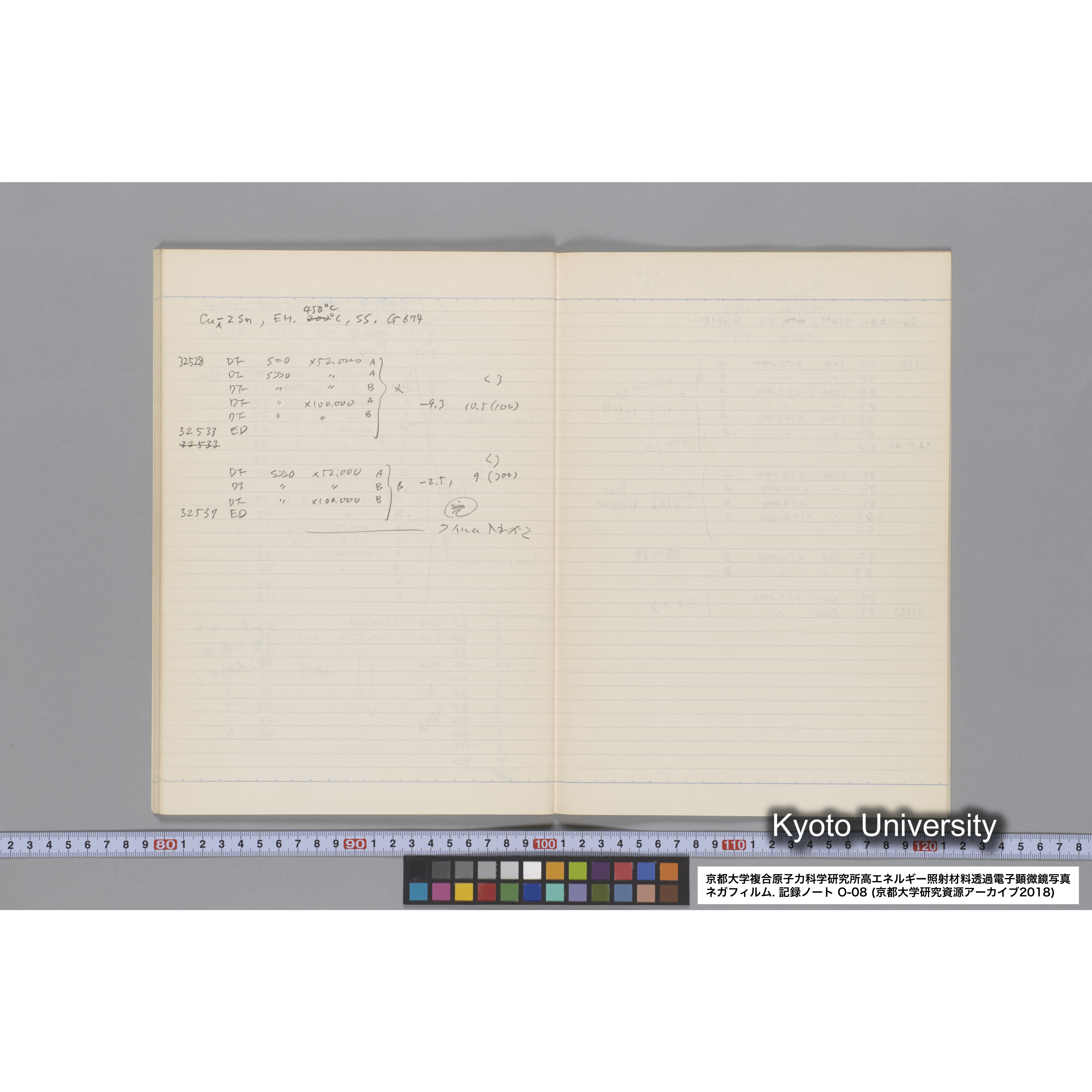 [記録ノート, Oシリーズ] 大洗 200CX EMノート No.8 1986 8/5〜10/11 北大 桐谷研. O-29960〜32750. (30)