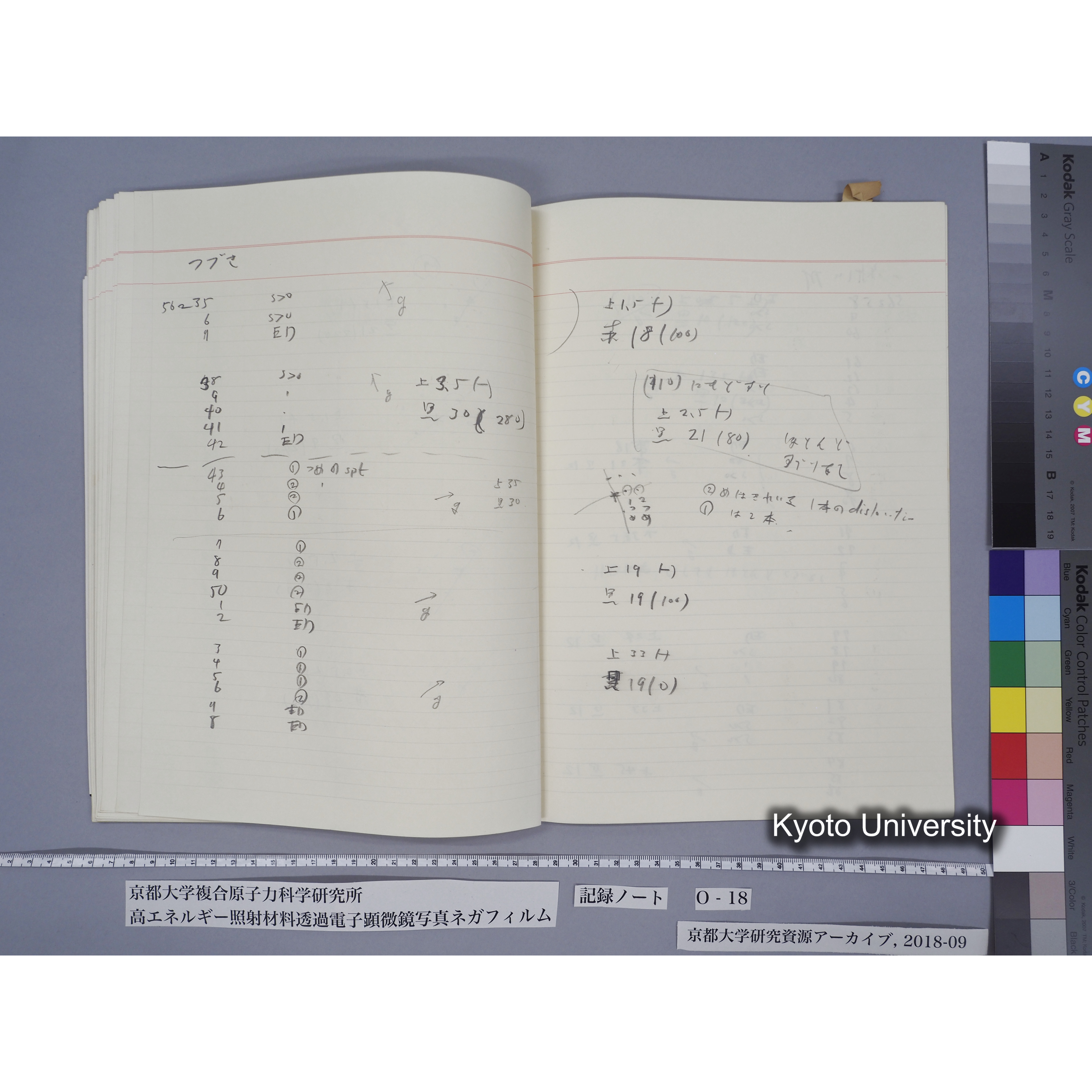 [記録ノート, Oシリーズ] 大洗O-18 S63.11.30〜H.1.6.9. 52826〜56571. (57)