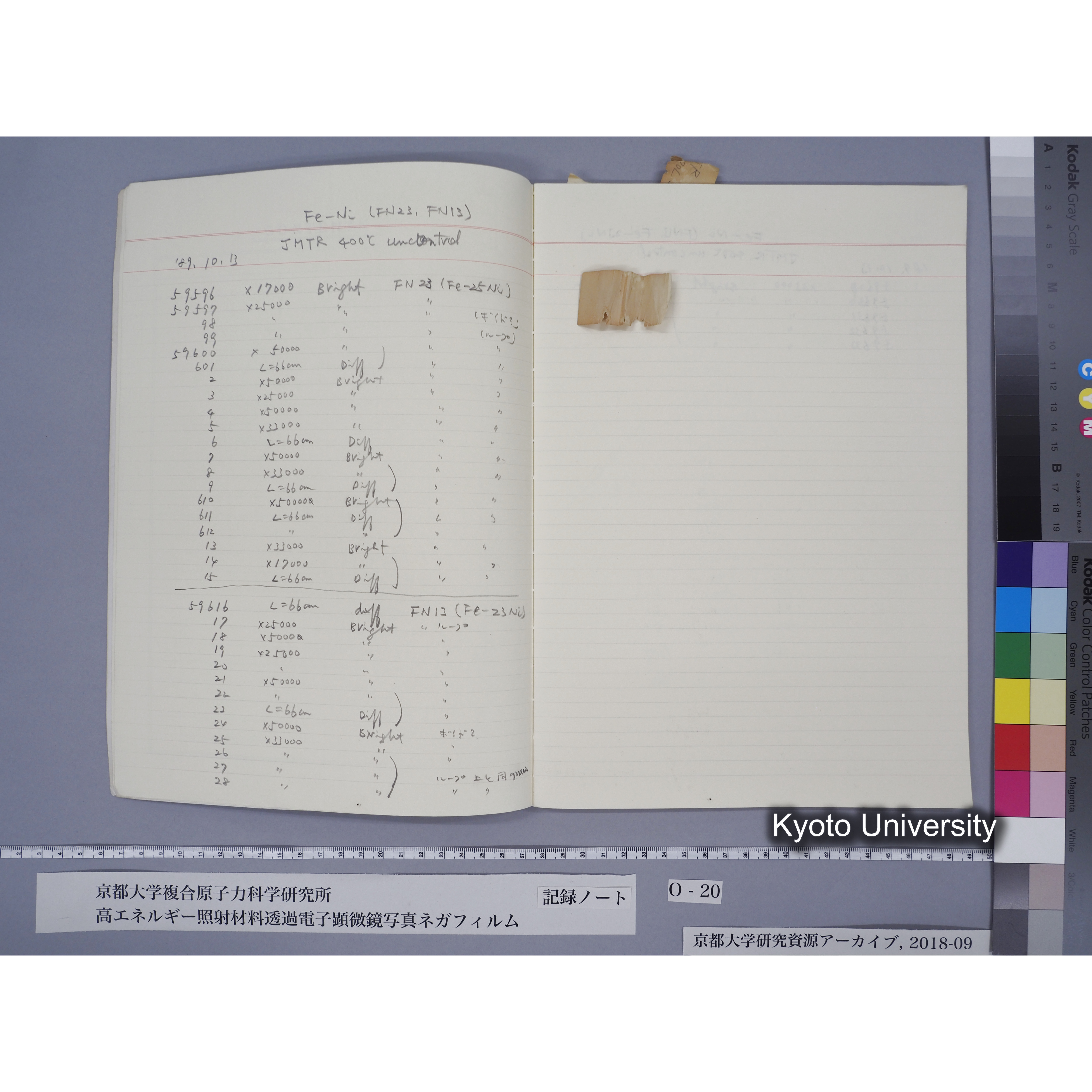 [記録ノート, Oシリーズ] 大洗TEMノートO-20 北大工 1989.10.13〜. 59596〜. (5)