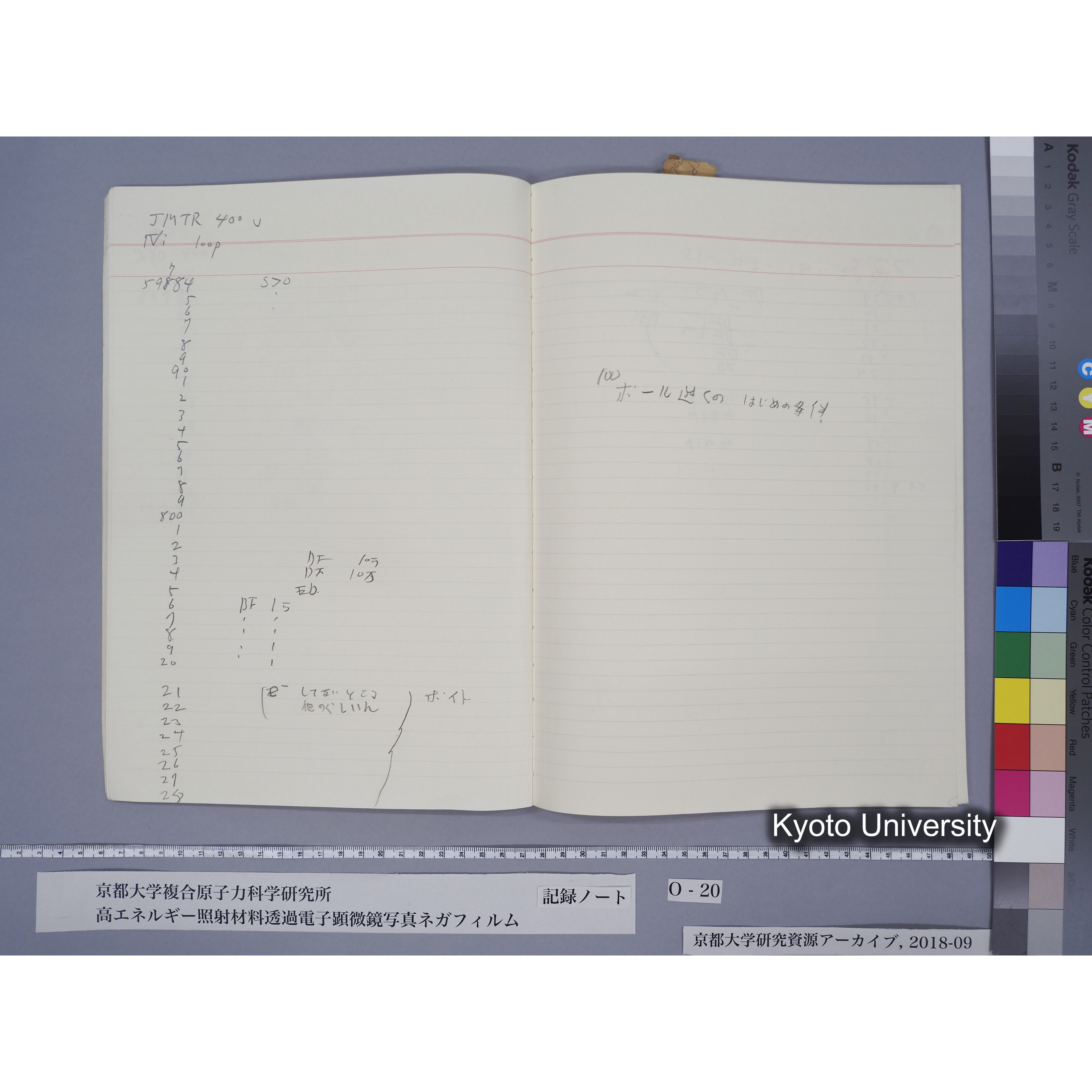 [記録ノート, Oシリーズ] 大洗TEMノートO-20 北大工 1989.10.13〜. 59596〜. (14)