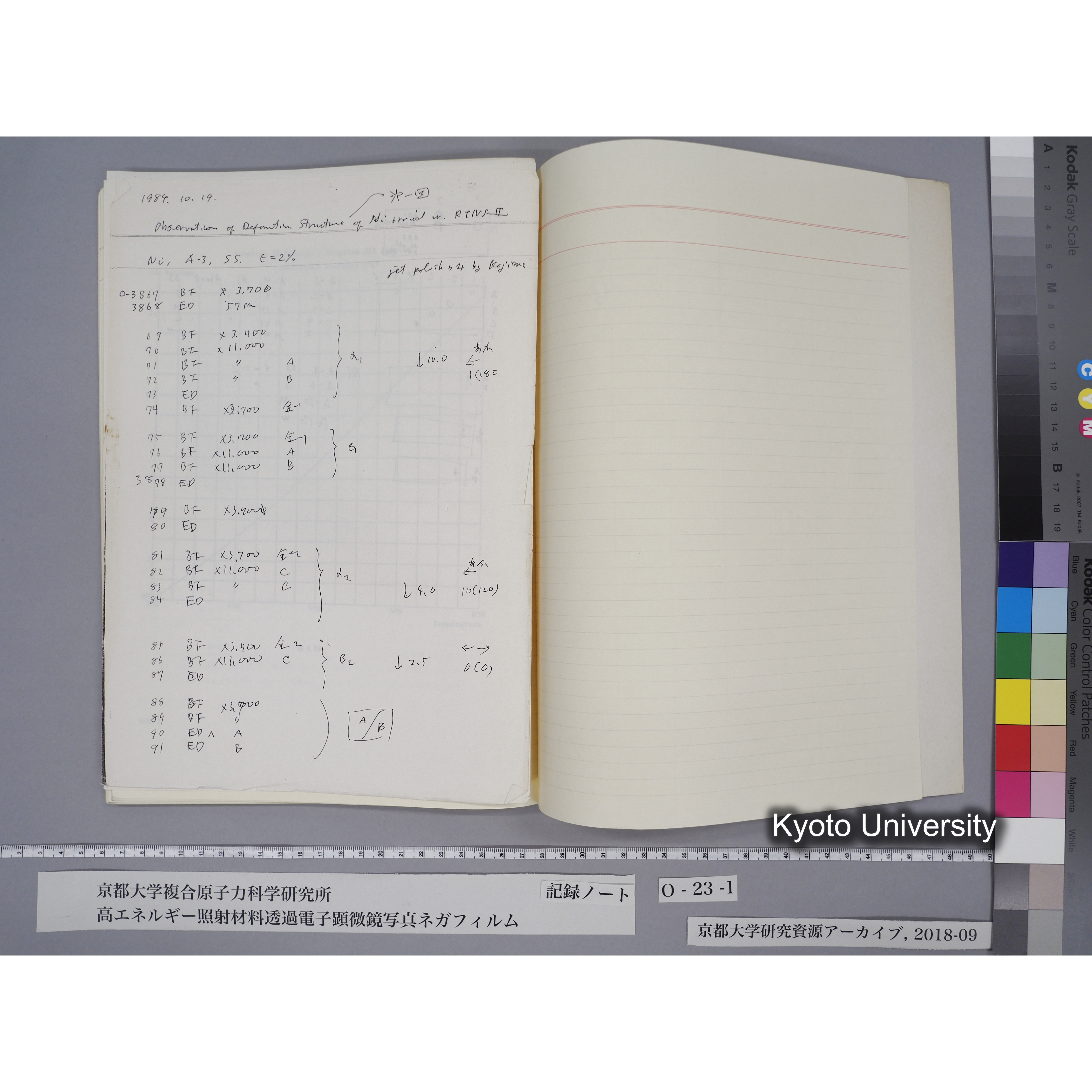 [記録ノート, Oシリーズ] O-23 (上) 平成3年9月. (62)