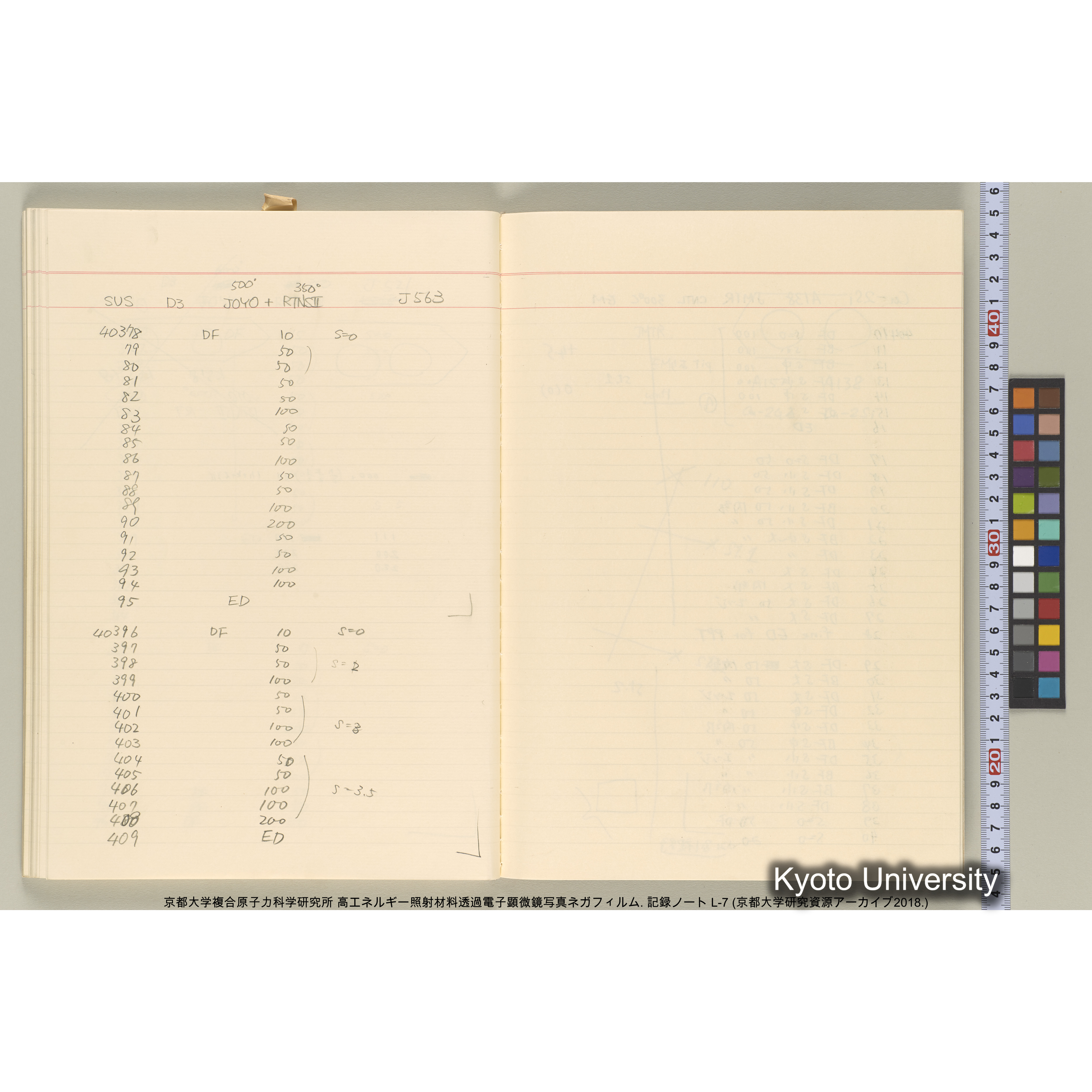 [記録ノート, Lシリーズ] 大洗実験 L-7. 38514～40645. (52)