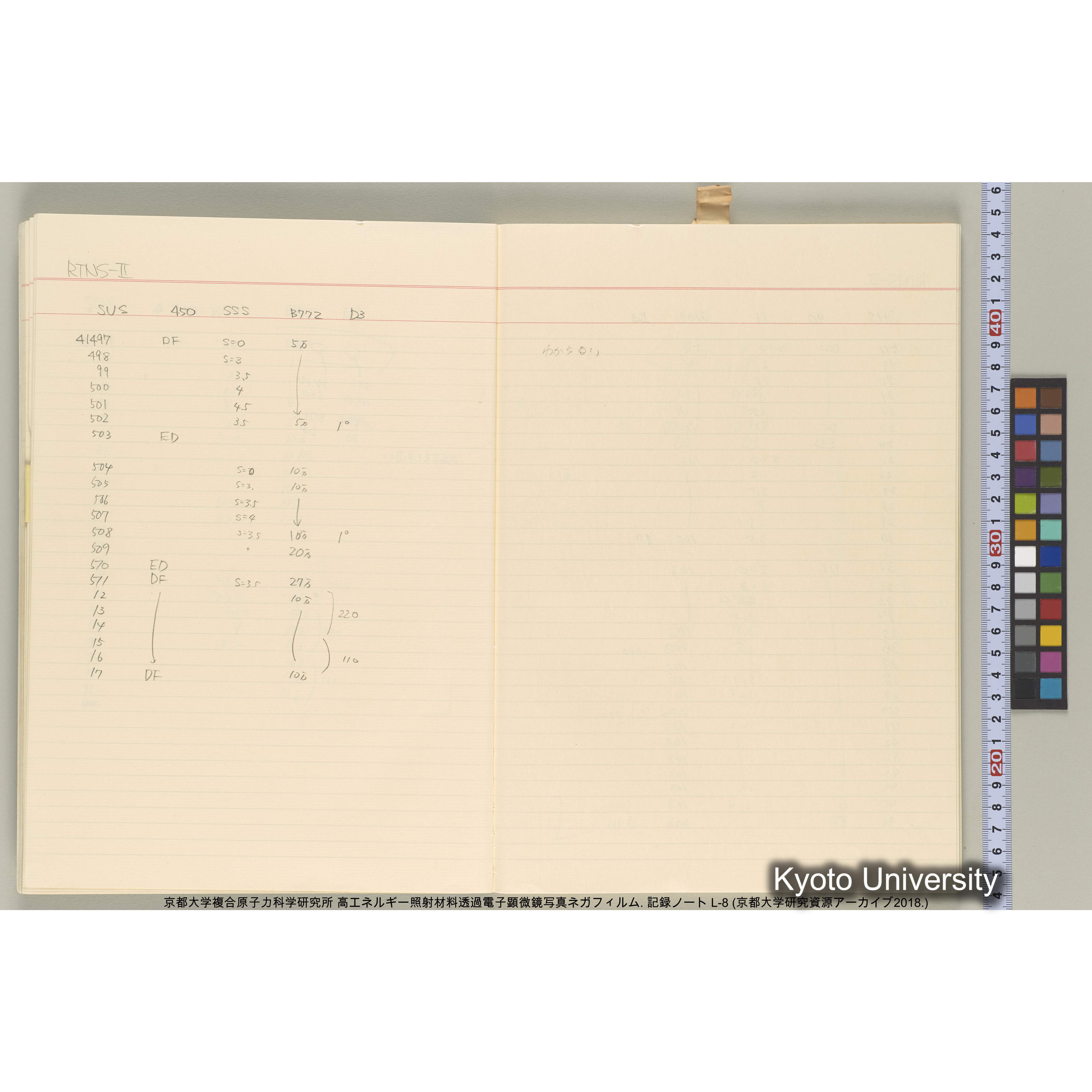 [記録ノート, Lシリーズ] 大洗実験 L-8. 40645～40645. (15)