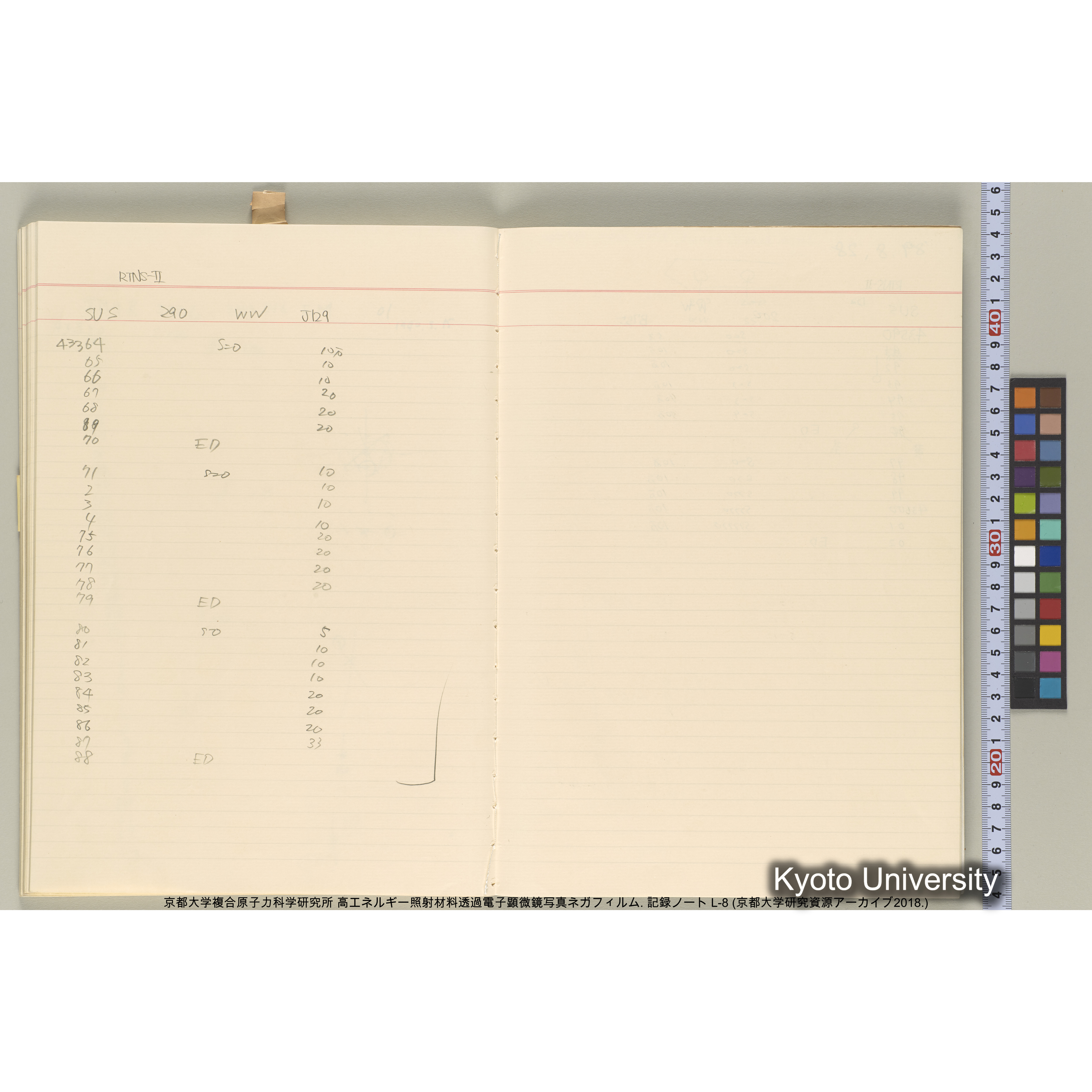 [記録ノート, Lシリーズ] 大洗実験 L-8. 40645～40645. (57)