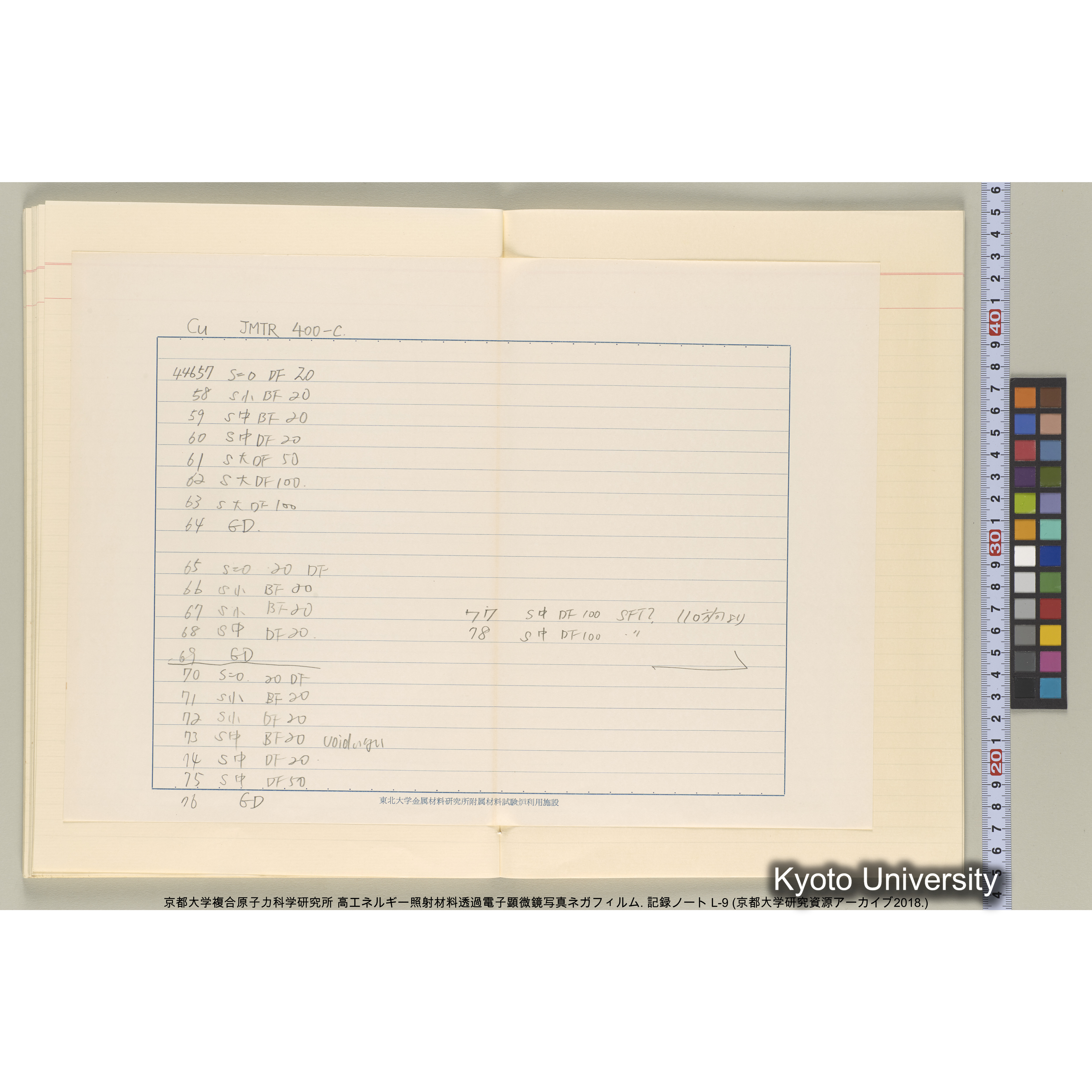 [記録ノート, Lシリーズ] 大洗実験 L-9. L-43690～45113 (45)
