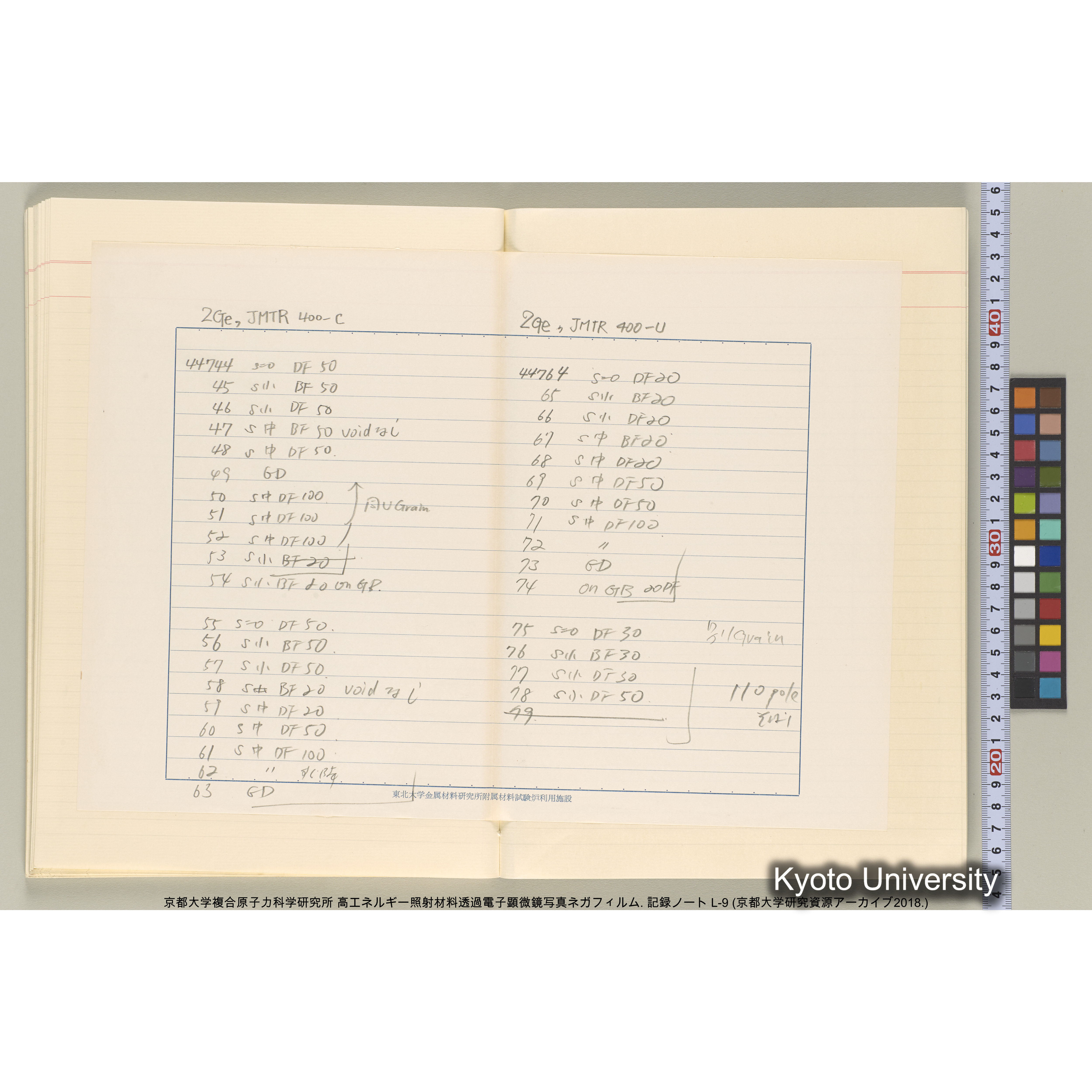 [記録ノート, Lシリーズ] 大洗実験 L-9. L-43690～45113 (53)