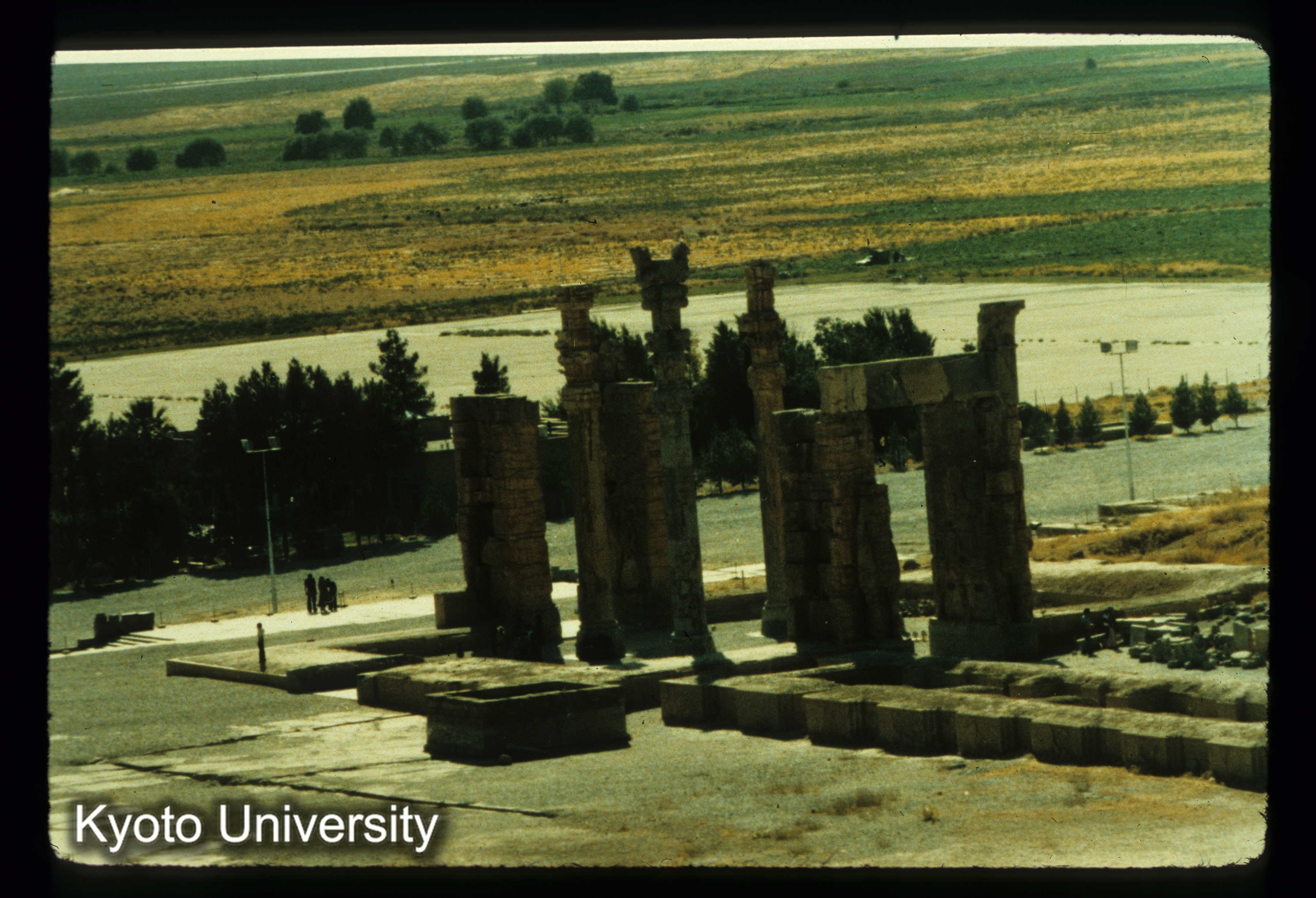 I74_Gate of Xerxes 遠望（北西端にあり）（Persepolis） Xerxes プロピレウム城門（すべての民族の門）有翼人頭牡牛（側面） アッシリアの模倣 (1)