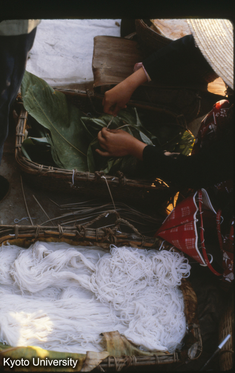 110-30_米線（ゆでビーフン芭蕉葉つつみ） （景洪） (1)