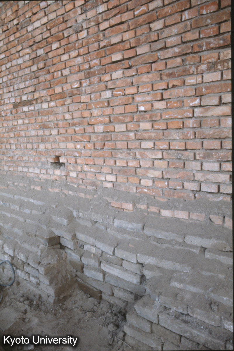 779_当初塼墻（下部）と斜柱抜取跡 (1)