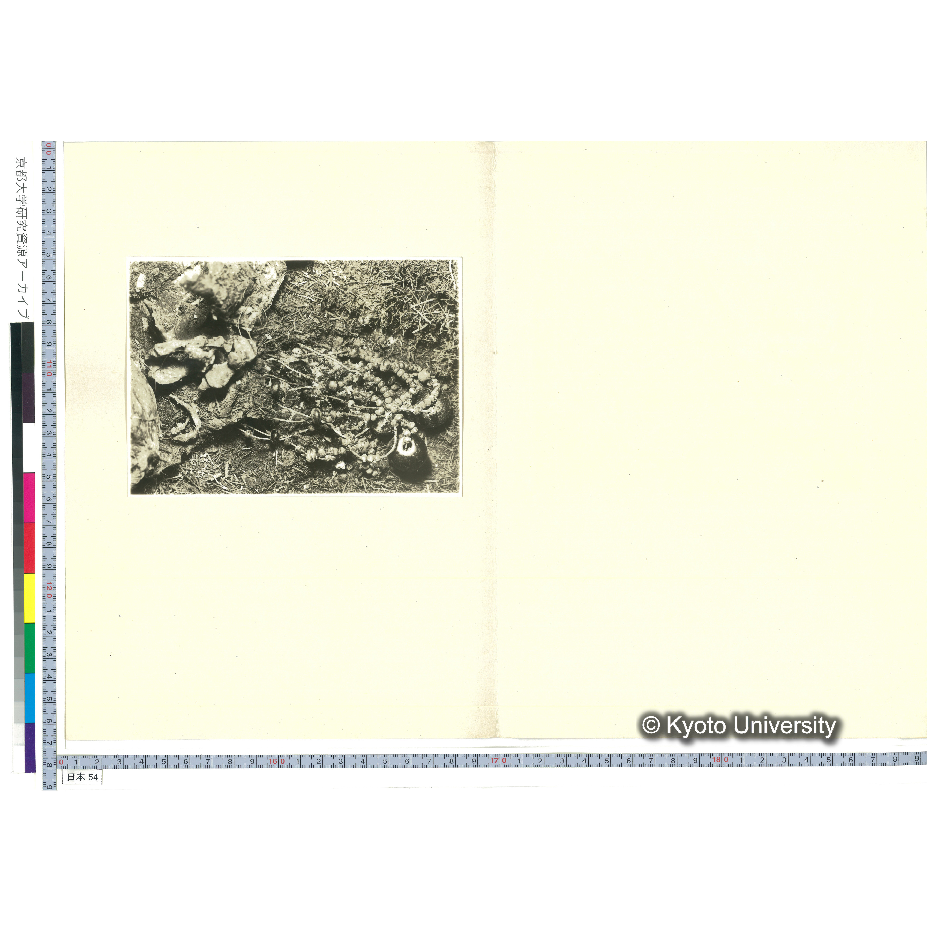 [紙焼き写真貼付け台紙]摂津国三島郡阿武山古墓 乾漆棺内玉枕 (2)