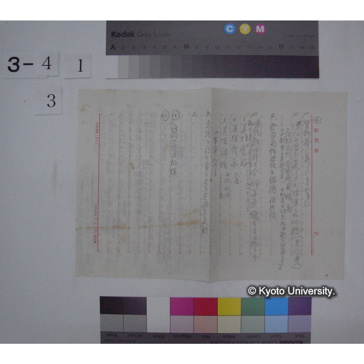 (生物の美的進化 ; 愛鳥運動) [直筆原稿] / (川村多實二) (1)