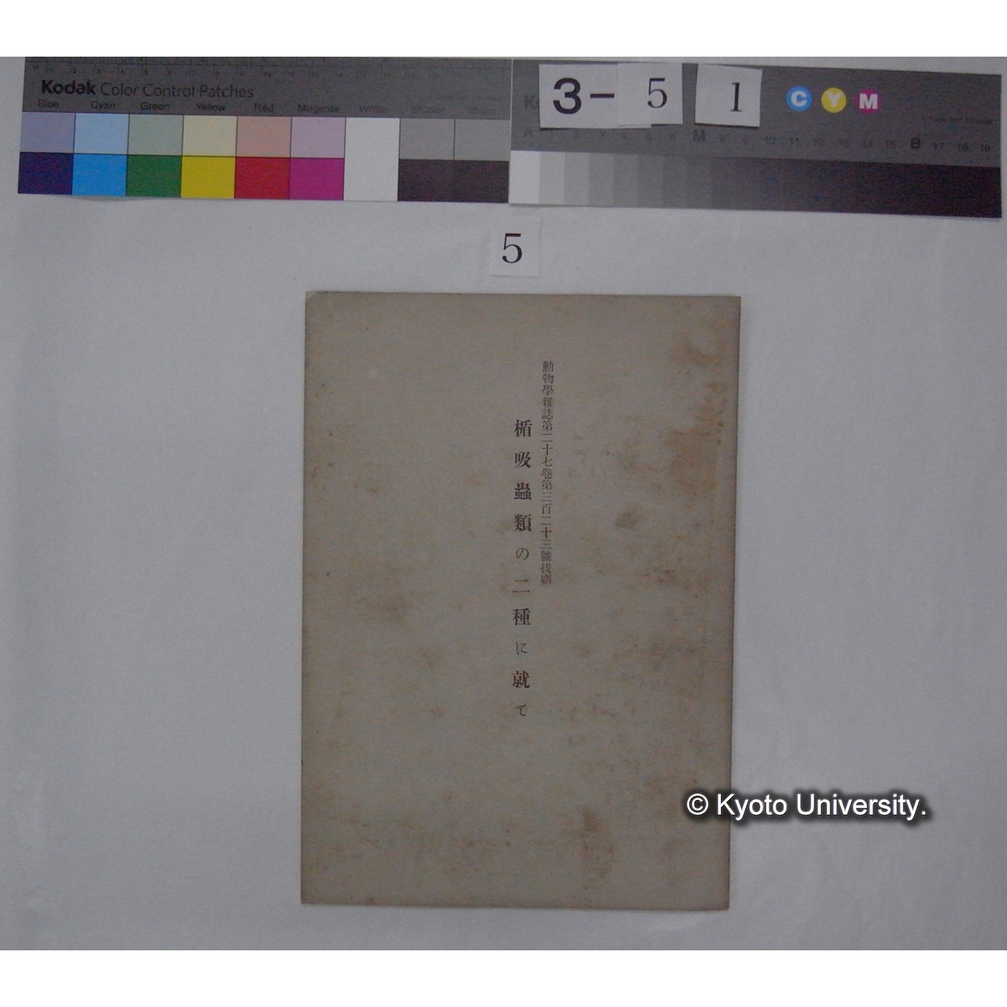 楯吸虫類の二種に就て (動物学雑誌; 27巻323号 抜刷) (1)