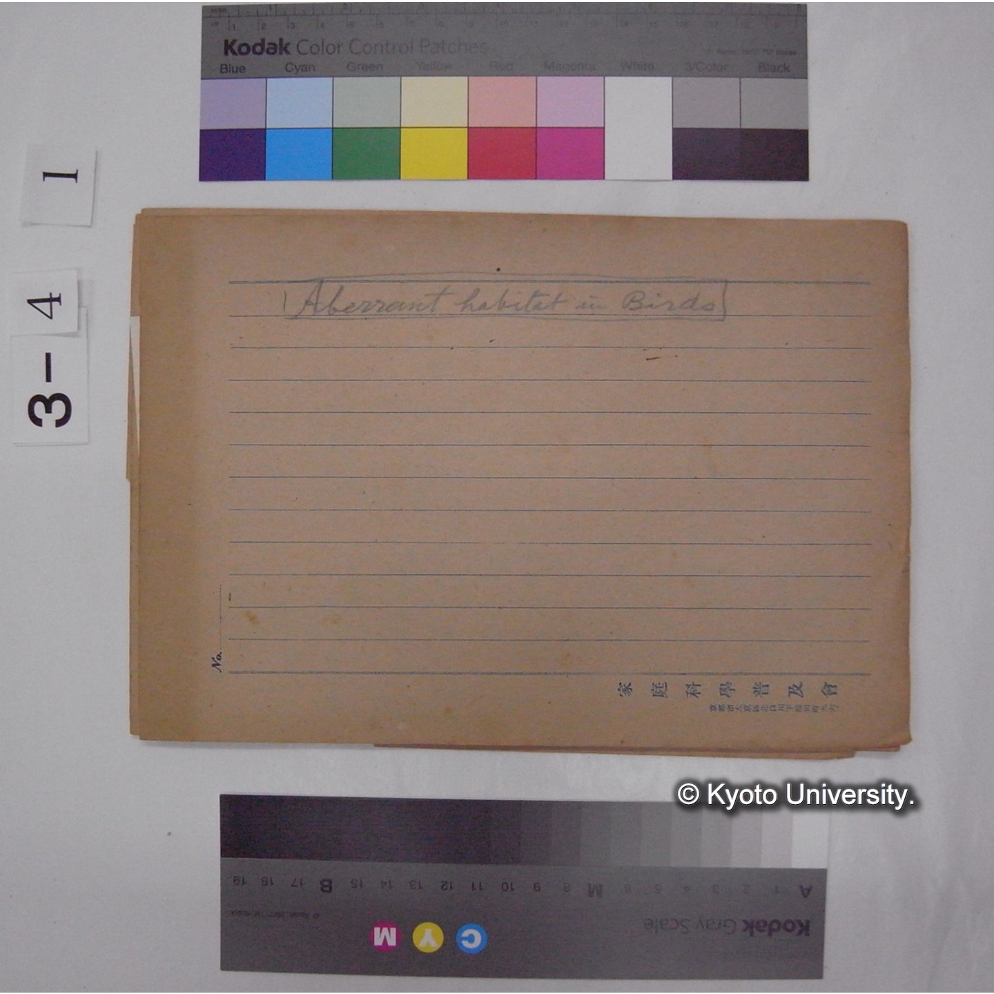 Aberrant habitat in Birds [直筆原稿] / (川村多實二) (1)