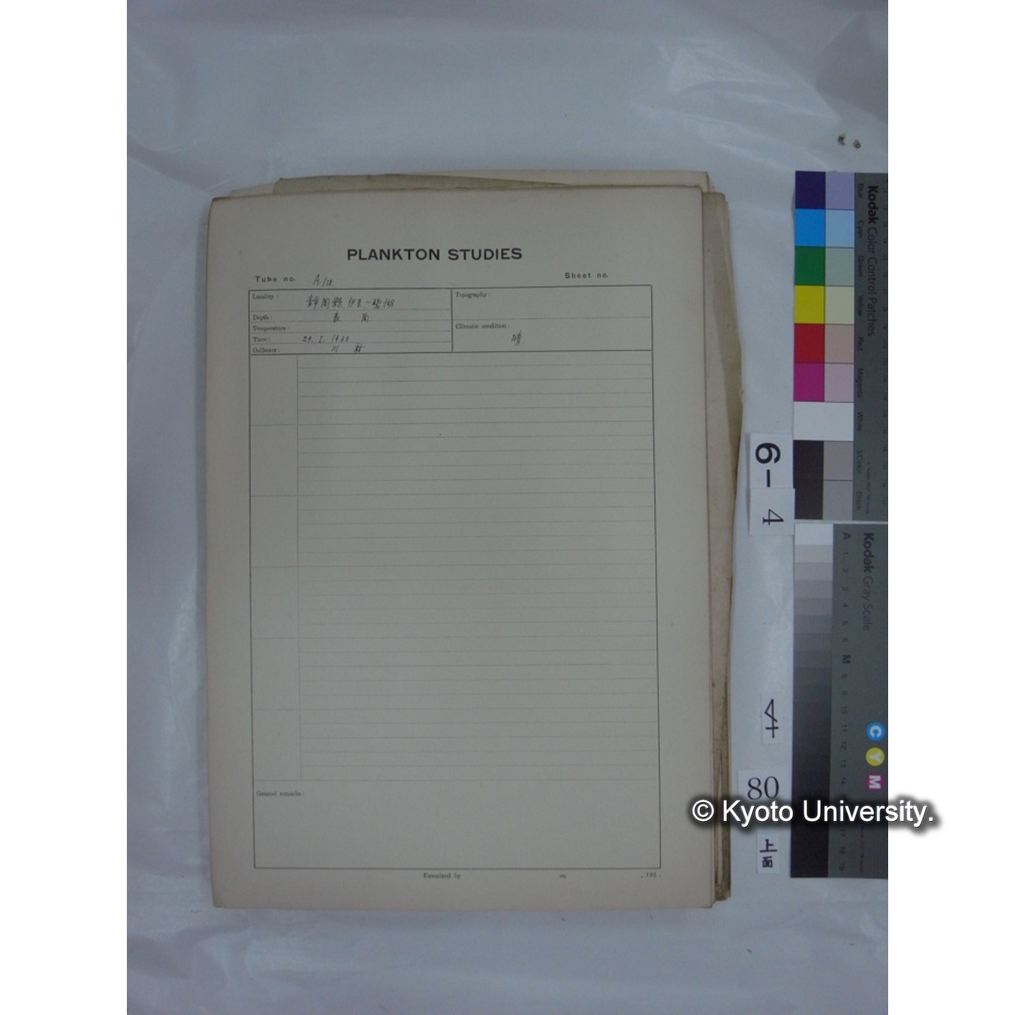 プランクトン標本調査カード (国内各地,採取データのみ) (82)