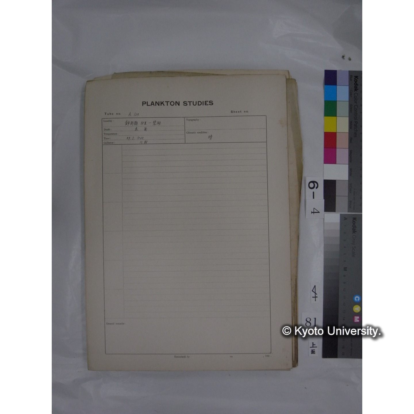 プランクトン標本調査カード (国内各地,採取データのみ) (83)