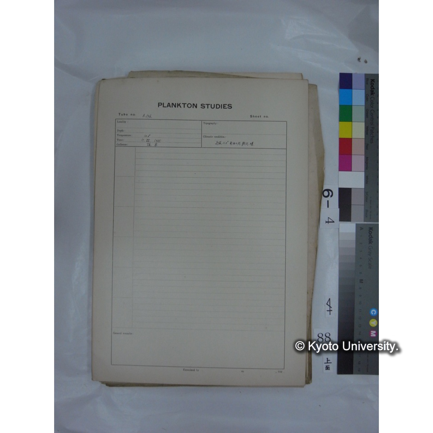 プランクトン標本調査カード (国内各地,採取データのみ) (90)