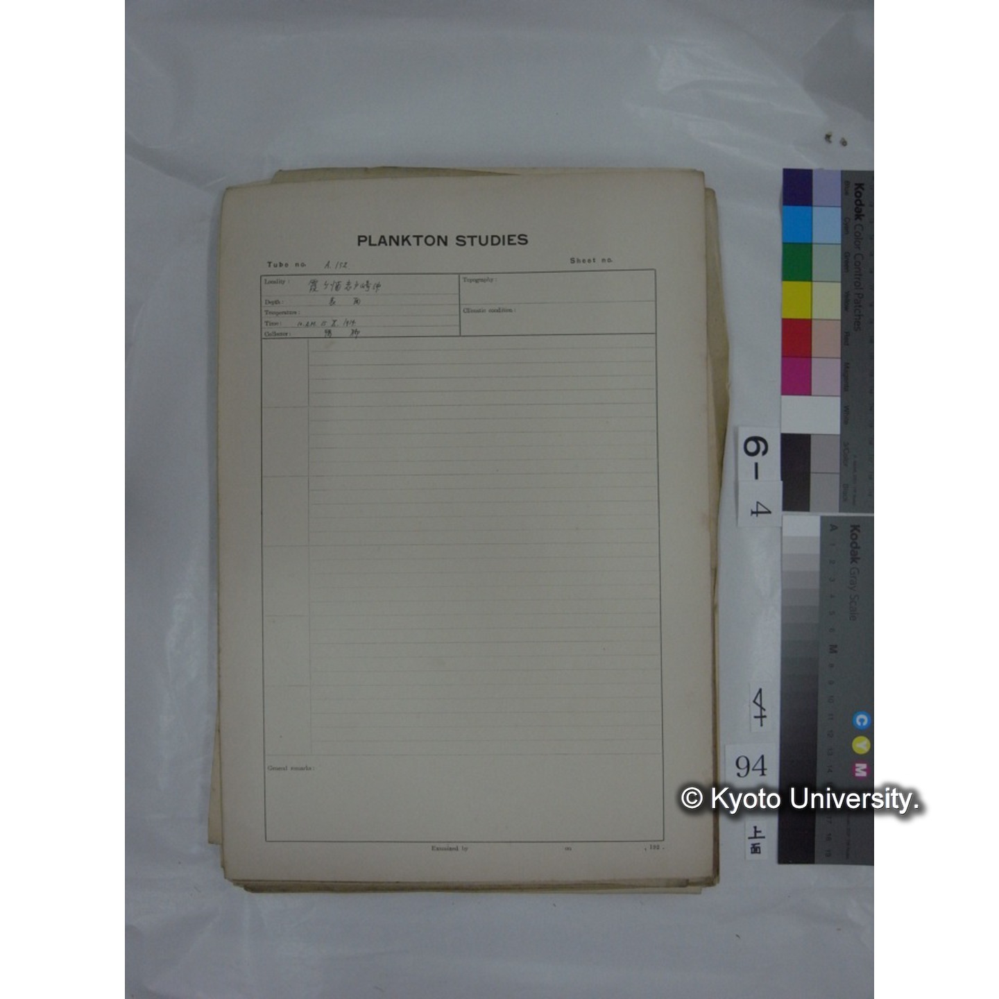 プランクトン標本調査カード (国内各地,採取データのみ) (96)
