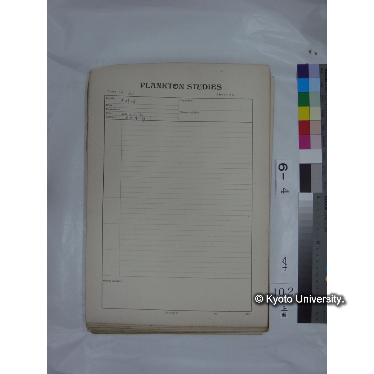 プランクトン標本調査カード (国内各地,採取データのみ) (104)