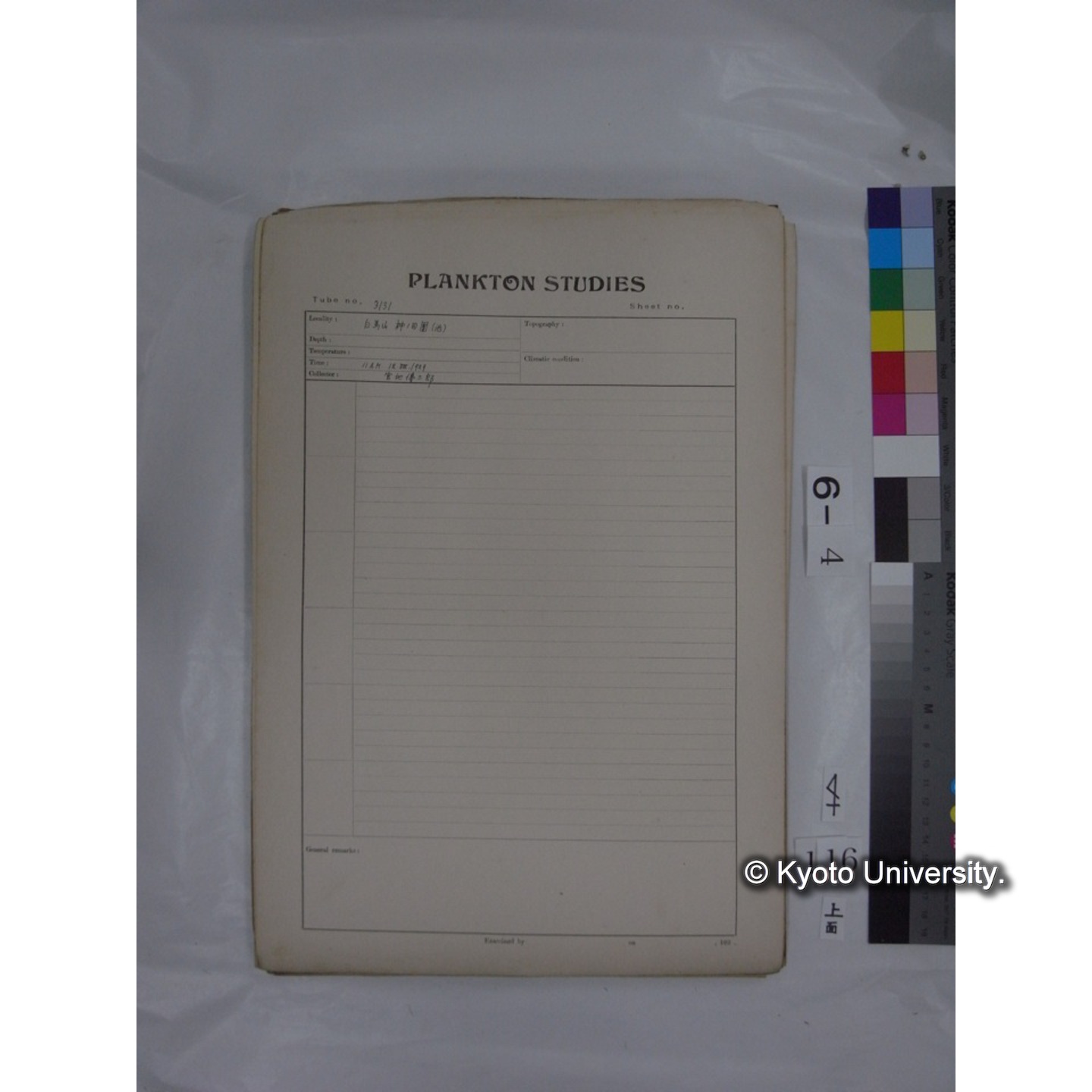 プランクトン標本調査カード (国内各地,採取データのみ) (118)