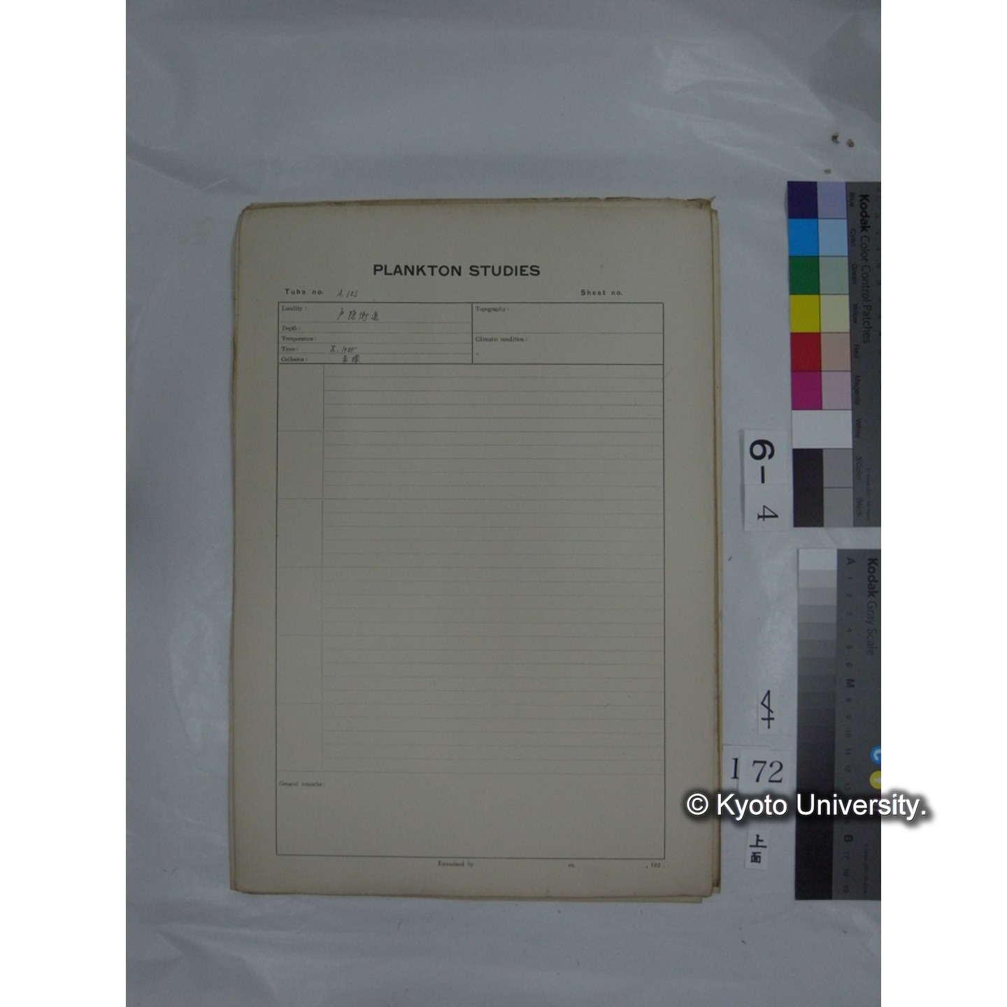 プランクトン標本調査カード (国内各地,採取データのみ) (174)