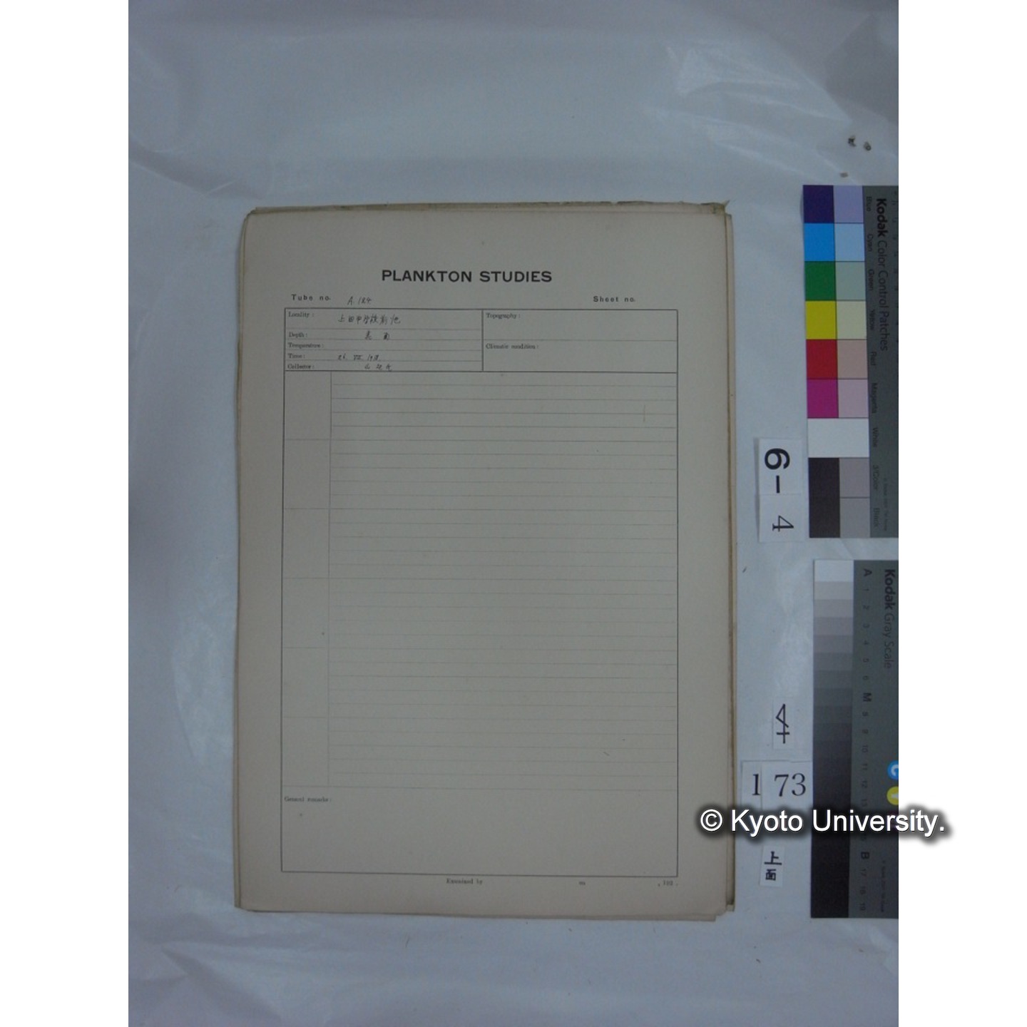 プランクトン標本調査カード (国内各地,採取データのみ) (175)