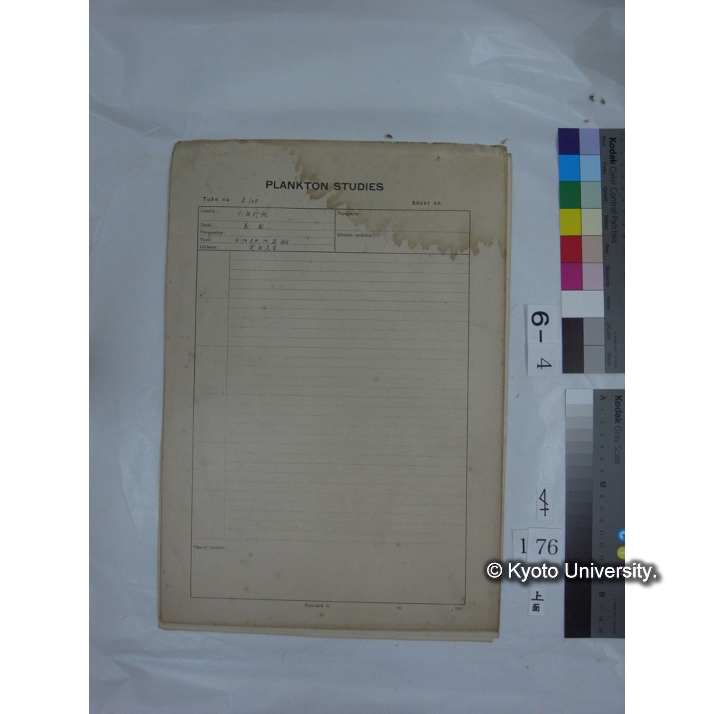 プランクトン標本調査カード (国内各地,採取データのみ) (178)