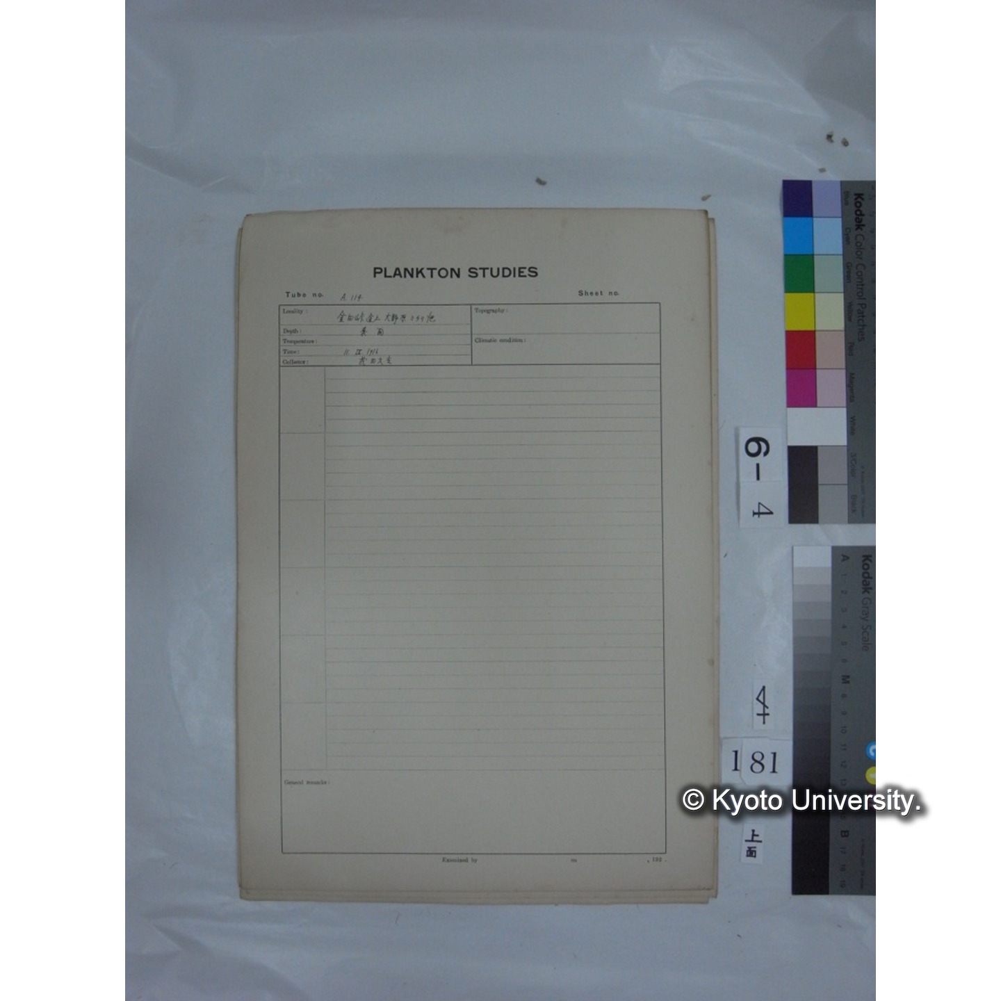 プランクトン標本調査カード (国内各地,採取データのみ) (183)