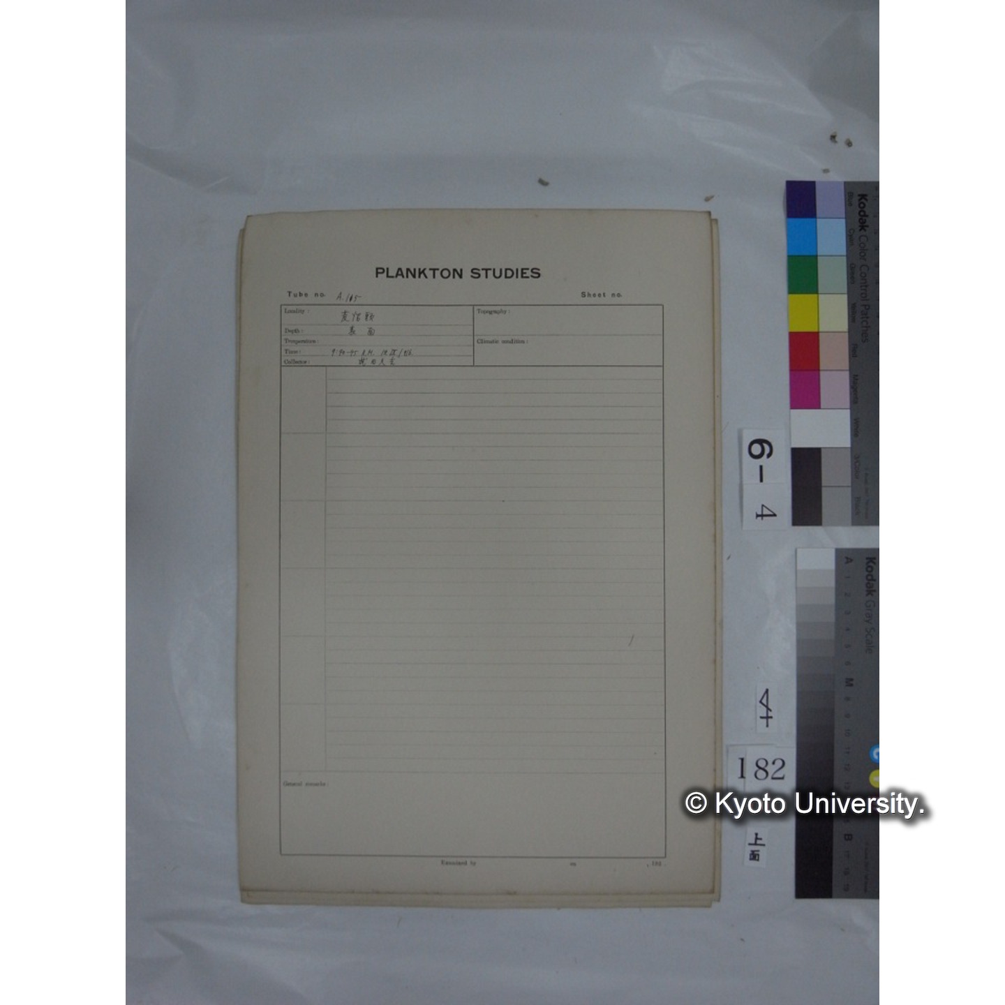 プランクトン標本調査カード (国内各地,採取データのみ) (184)