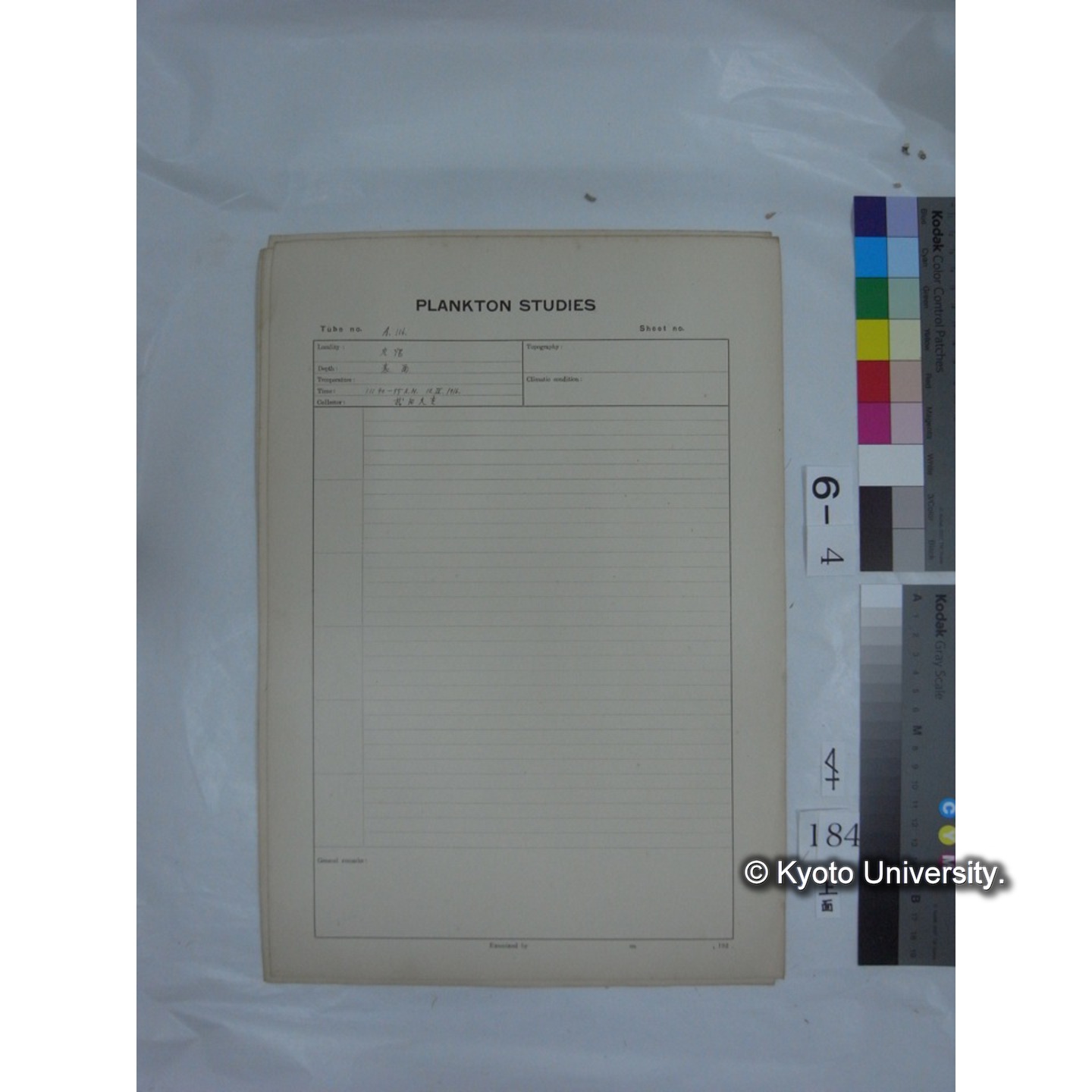 プランクトン標本調査カード (国内各地,採取データのみ) (186)