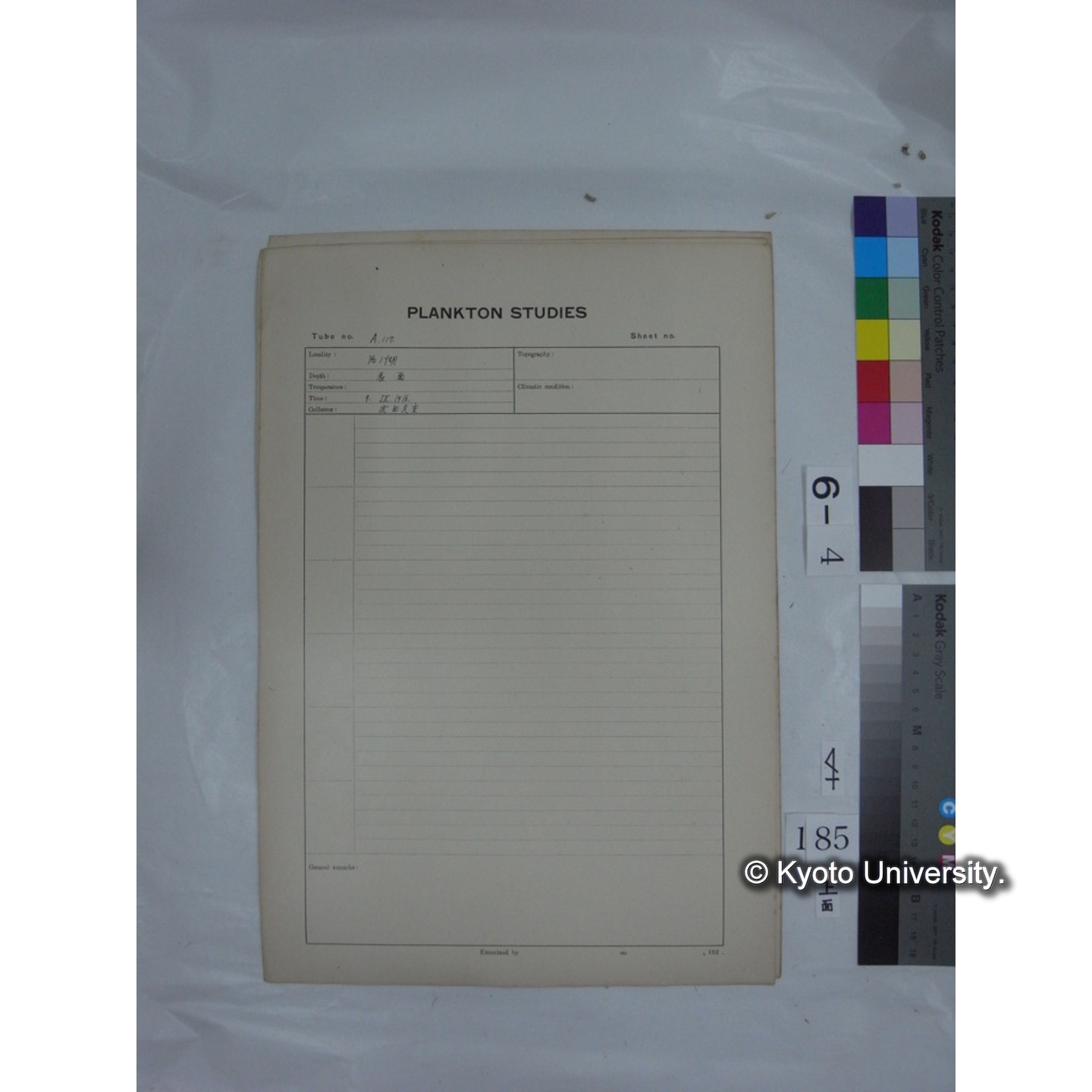 プランクトン標本調査カード (国内各地,採取データのみ) (187)