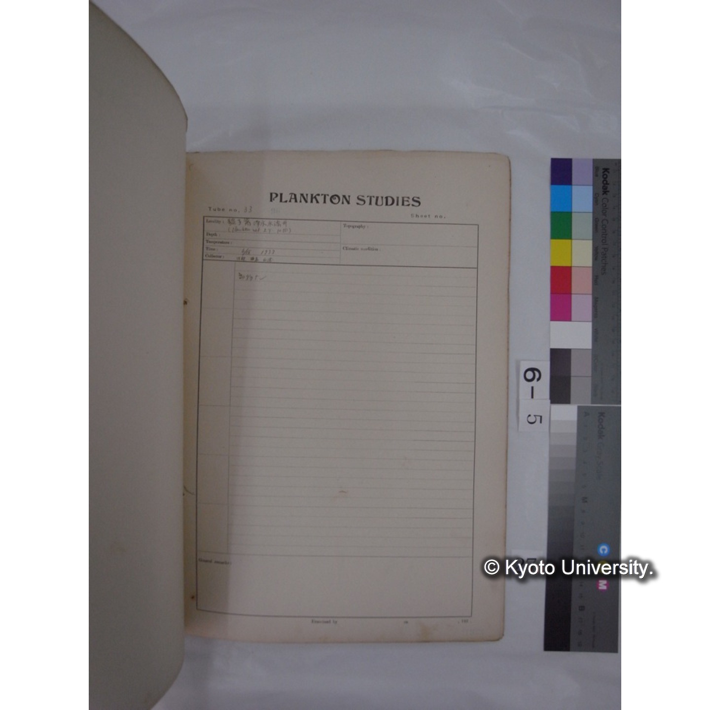 プランクトン標本調査カード (昭和8年,満州調査時採集標本) (27)