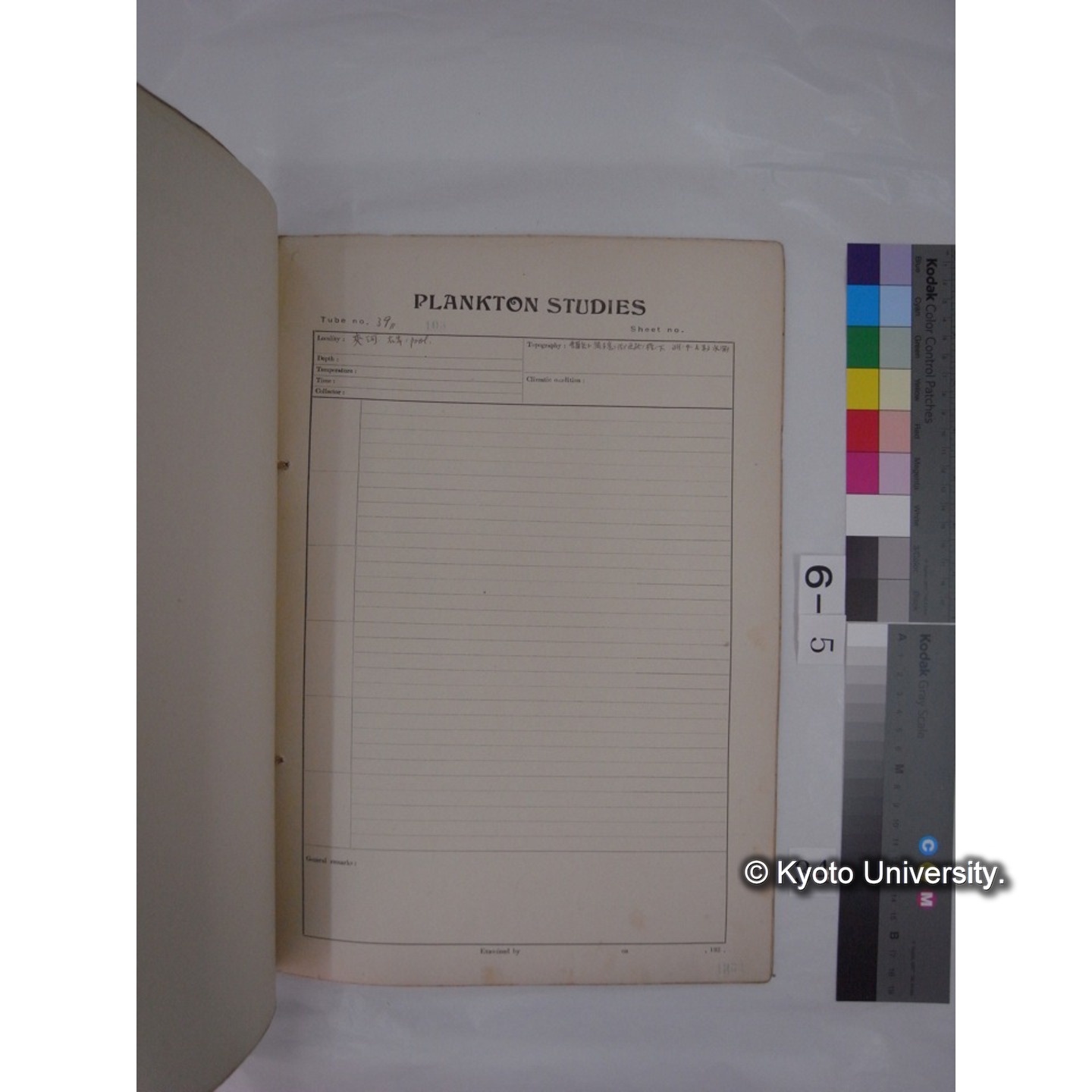 プランクトン標本調査カード (昭和8年,満州調査時採集標本) (34)