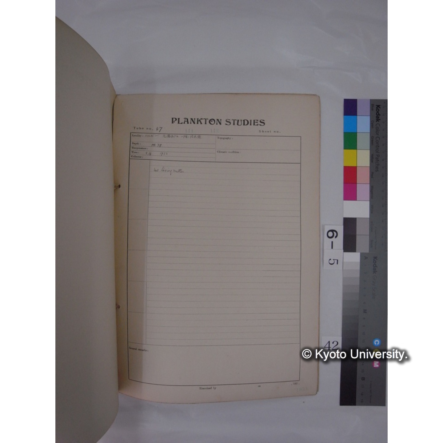 プランクトン標本調査カード (昭和8年,満州調査時採集標本) (42)