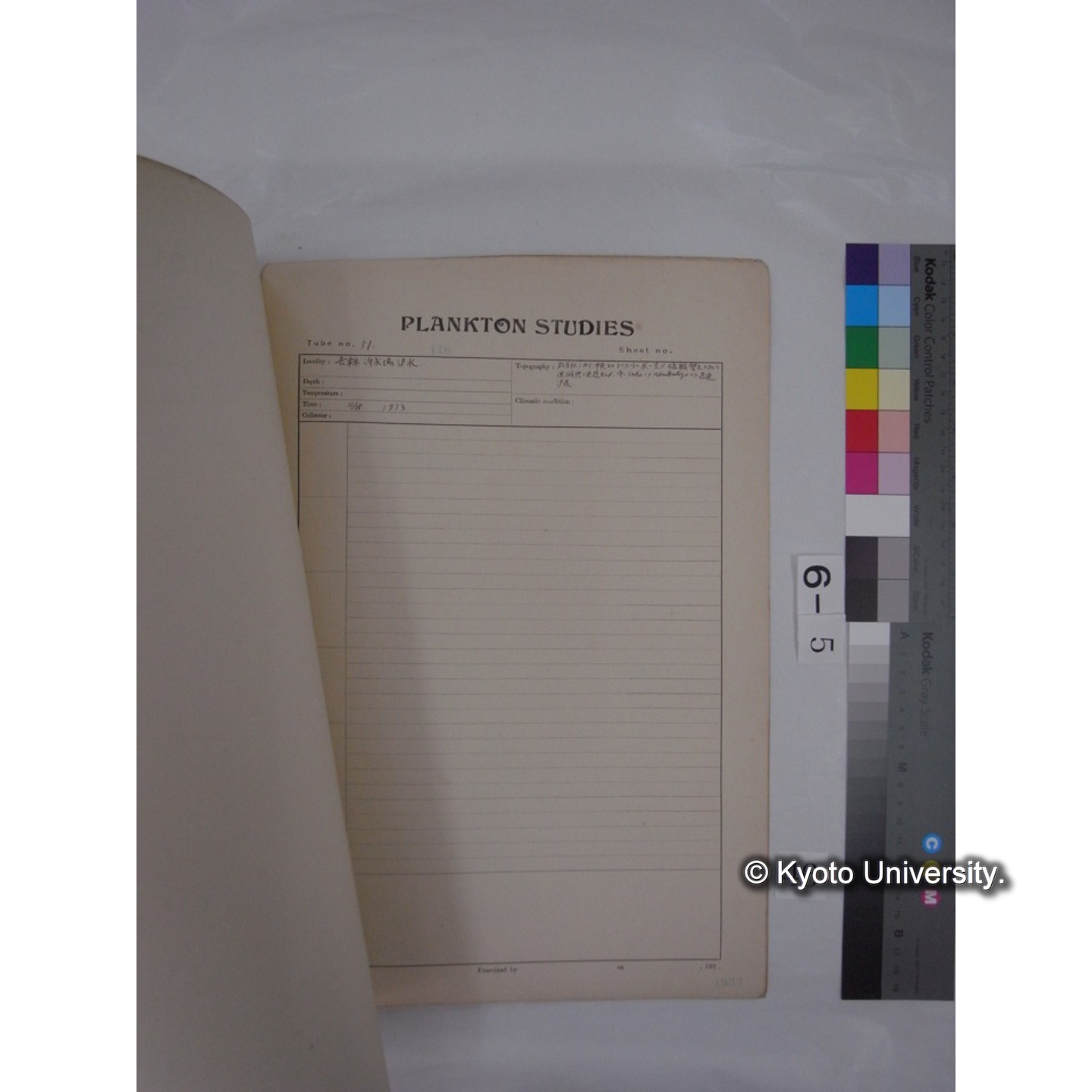 プランクトン標本調査カード (昭和8年,満州調査時採集標本) (46)