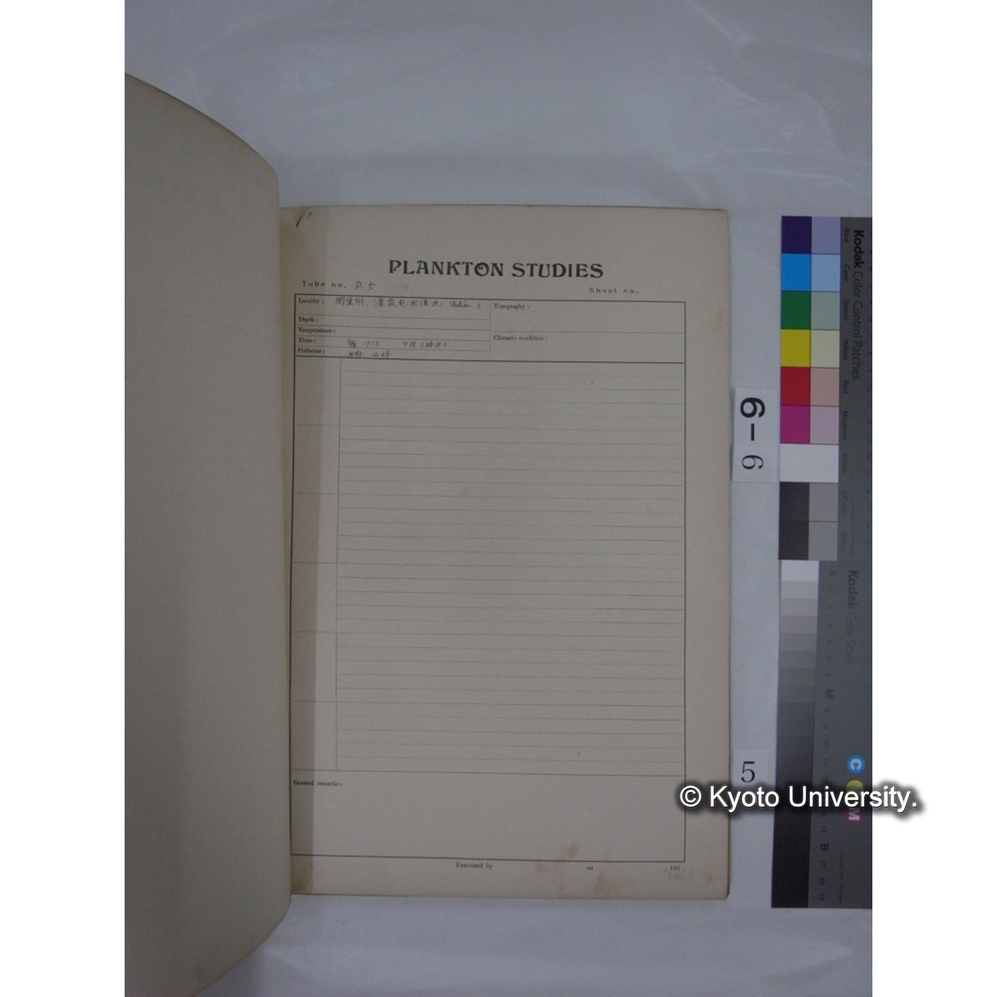プランクトン標本調査カード (昭和7年,満州調査時採集標本) (5)