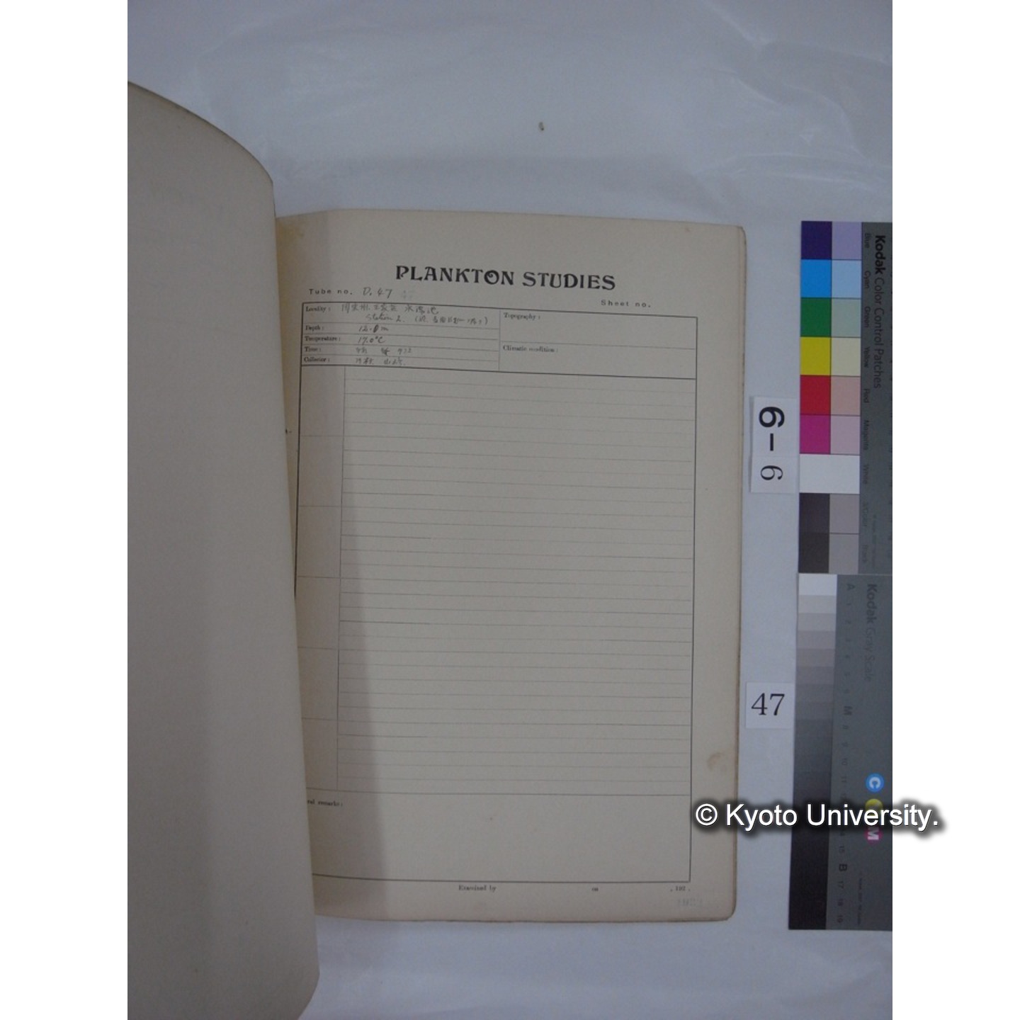 プランクトン標本調査カード (昭和7年,満州調査時採集標本) (47)