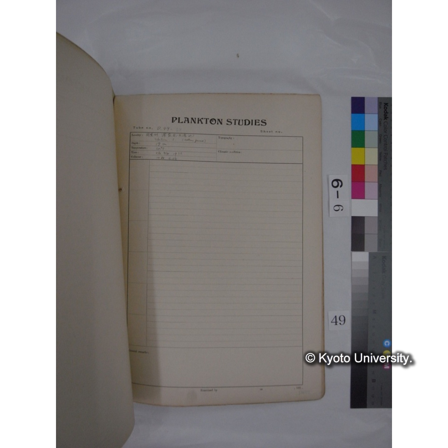 プランクトン標本調査カード (昭和7年,満州調査時採集標本) (49)