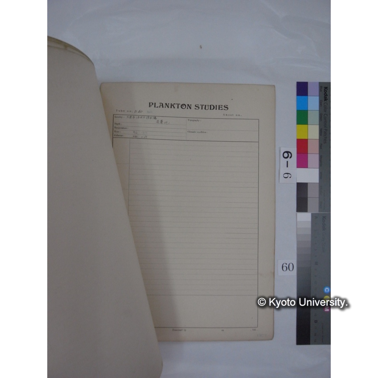 プランクトン標本調査カード (昭和7年,満州調査時採集標本) (60)